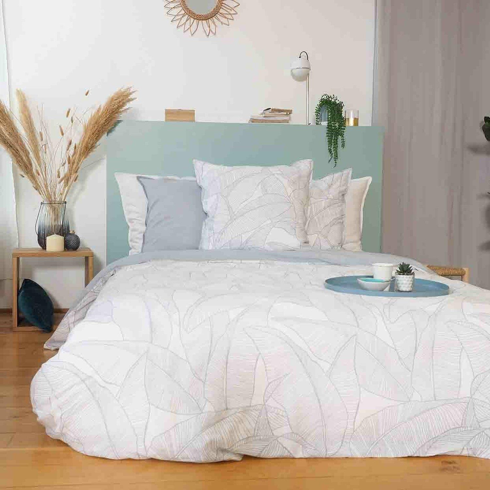 Voir la diapositive 5 : Home collection Parure housse de couette coton-lin lavé 115g/m² + coton lavé 57 fils/cm² pampelune