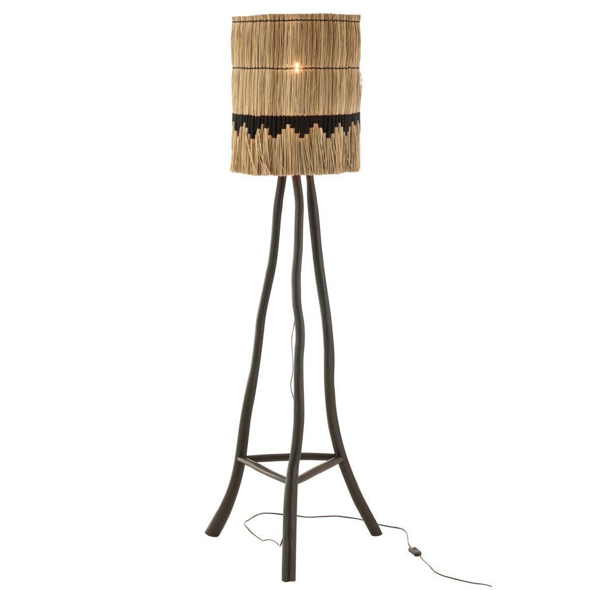 Voir la diapositive 3 : J-LINE Abat-jour déco  black lombok  50cm naturel