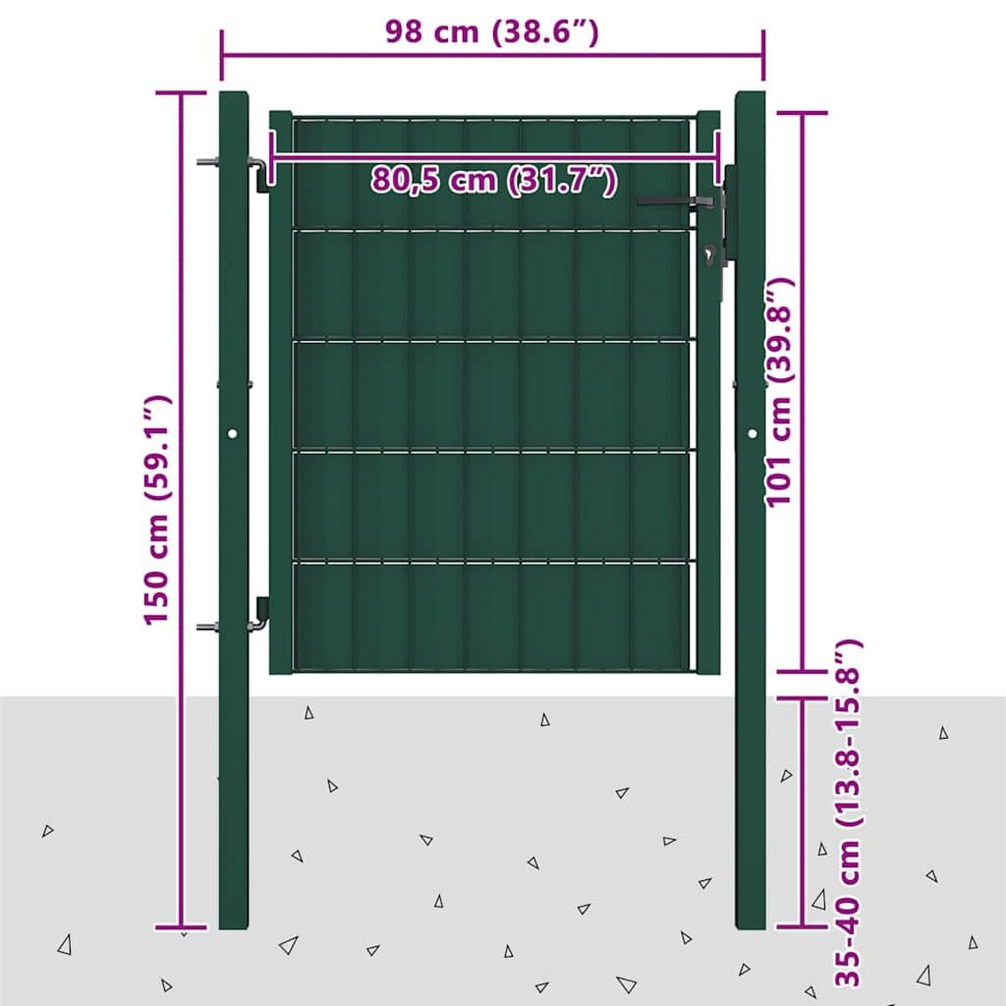 Voir la diapositive 4 : VIDAXL Portail de cloture en PVC et acier 100x100 cm vert