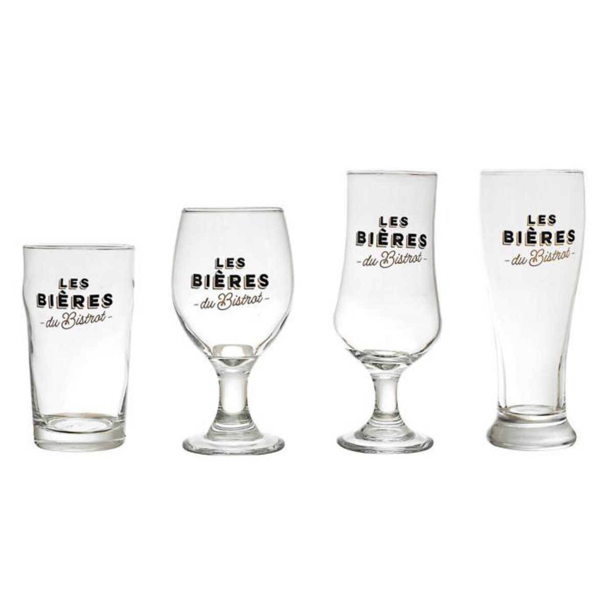 Paris Prix Coffret 4 Verres à Bières  Bistrot  47cl Transparent