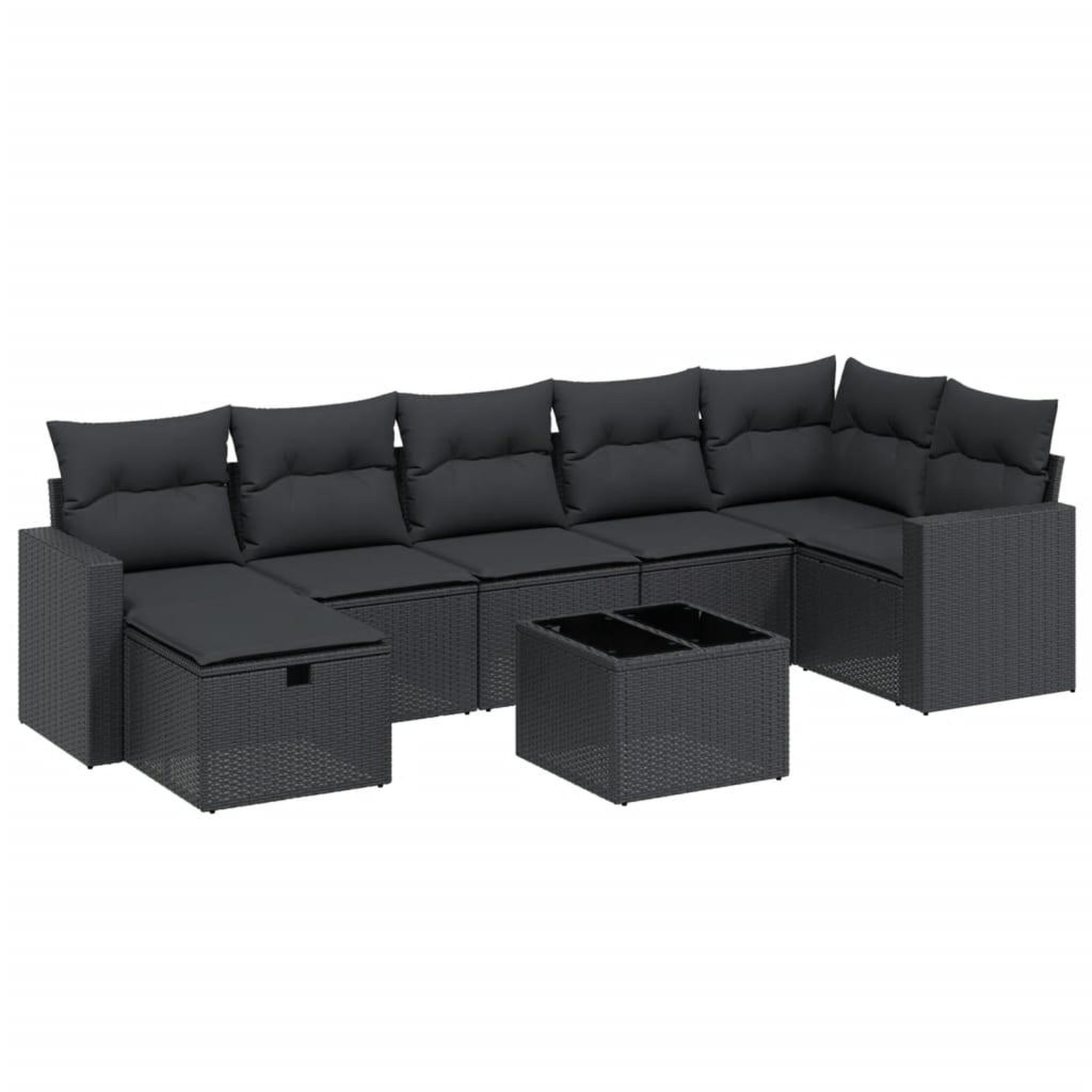 Voir la diapositive 2 : VIDAXL Salon de jardin 8 pcs avec coussins noir resine tressee