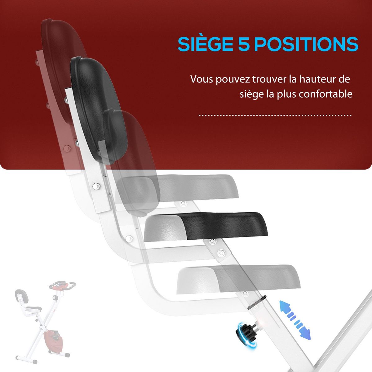 HOMCOM Vélo d'appartement pliable 8 niveaux de résistance magnétique selle réglable dossier écran LCD multifonction capteur fréquence cardiaque