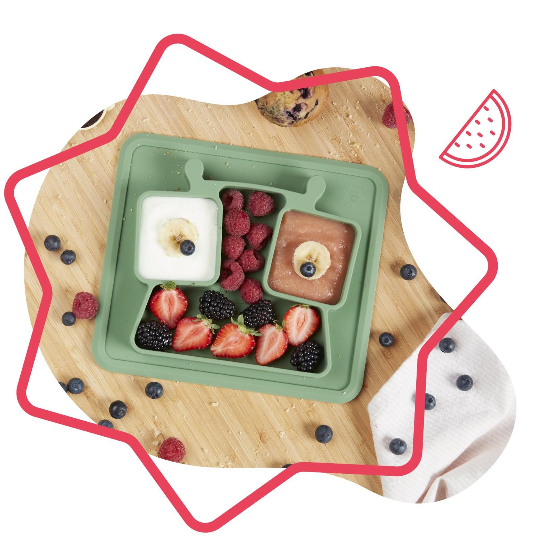Voir la diapositive 6 : BADABULLE Assiette à compartiments badabulle - antidérapante - 4m+