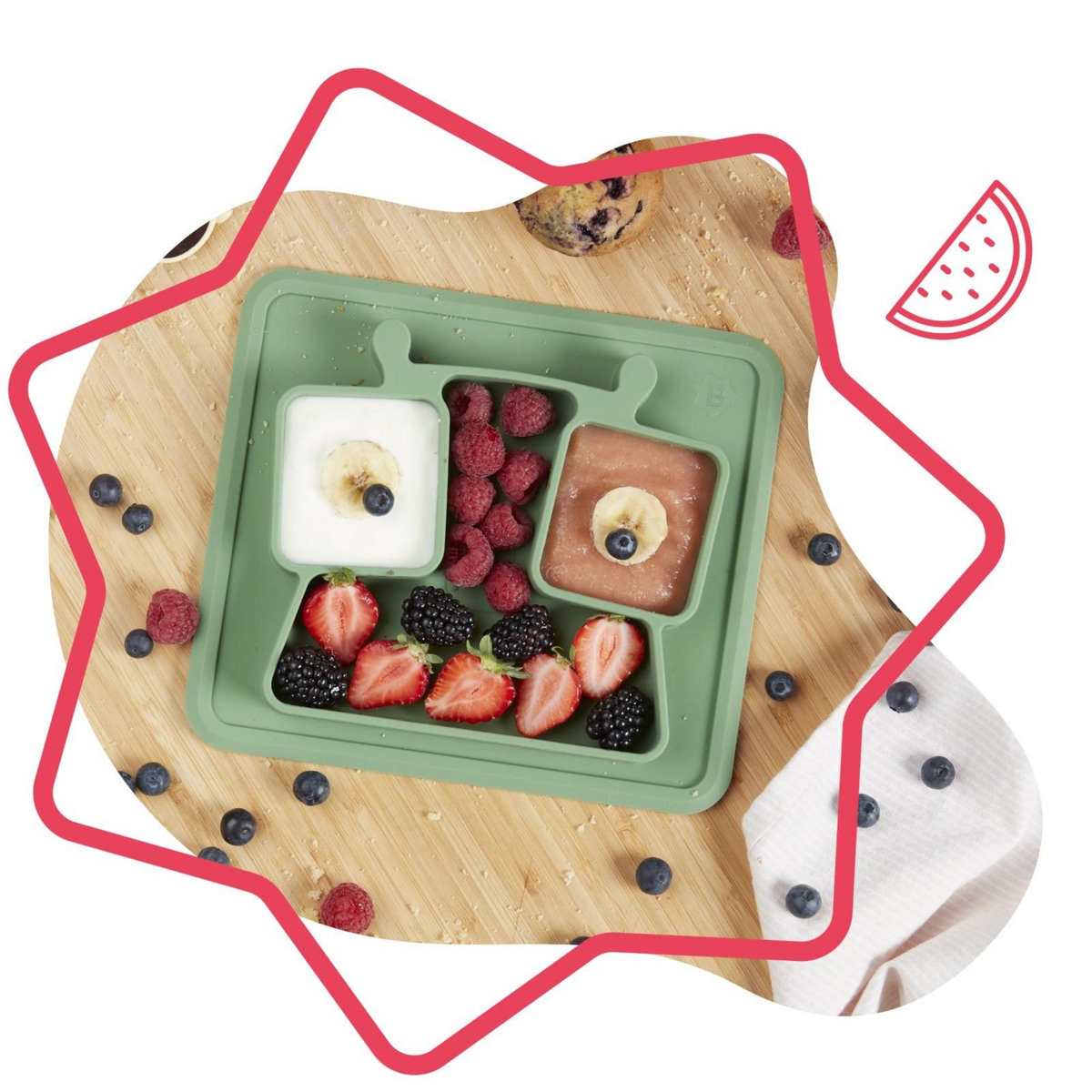 BADABULLE Assiette à compartiments Badabulle - Antidérapante - 4m+