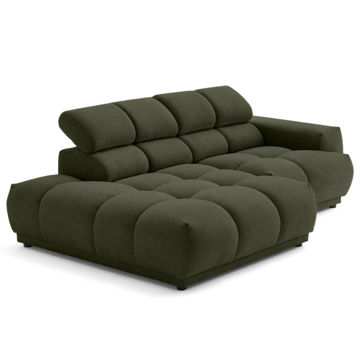 LISA DESIGN Matera - canapé d'angle gauche 3 places avec têtières réglables en tissu texturé