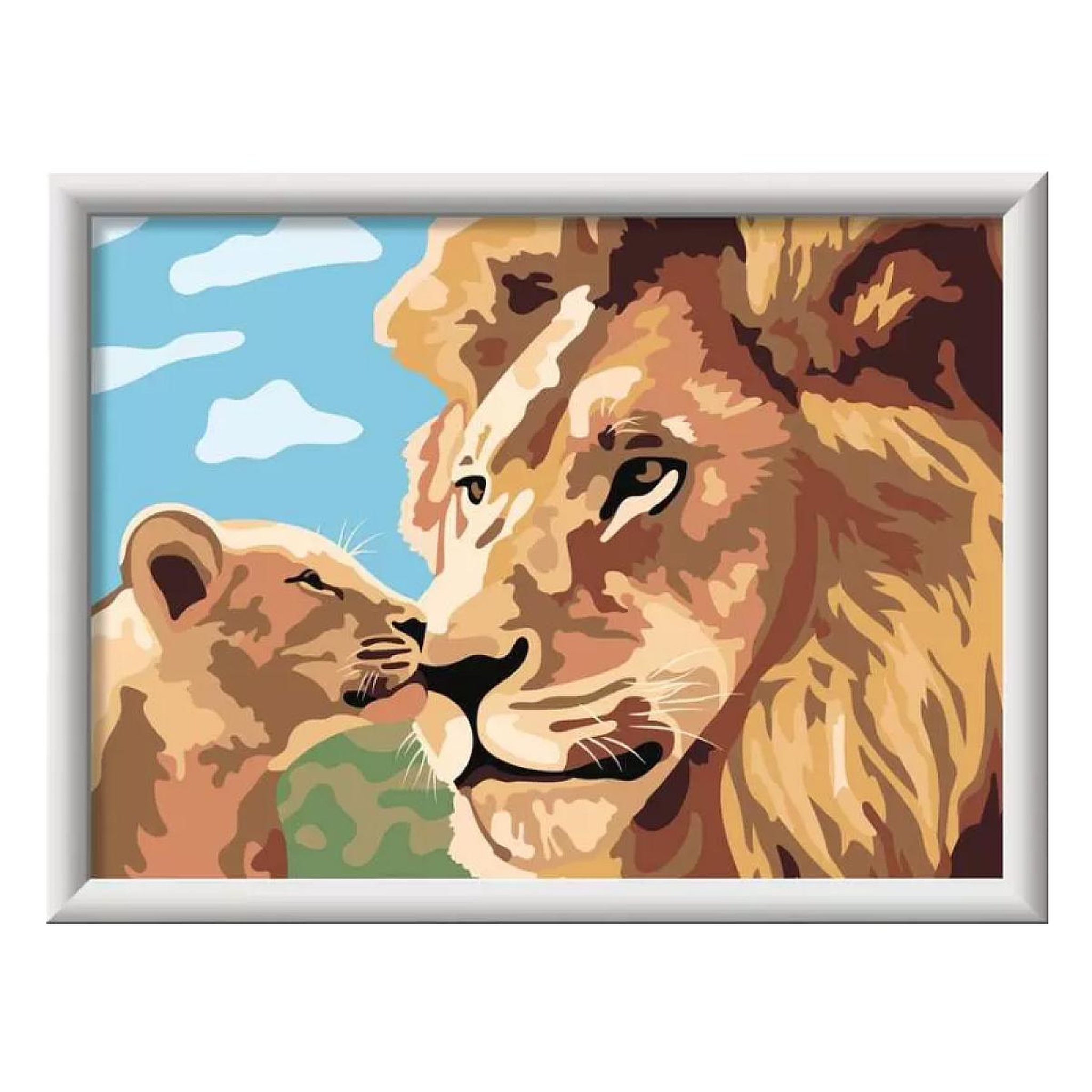 Voir la diapositive 2 : RAVENSBURGER Peinture par numero enfant des 7 ans - CreArt Kids - 18x24 cm - Lion et son bebe
