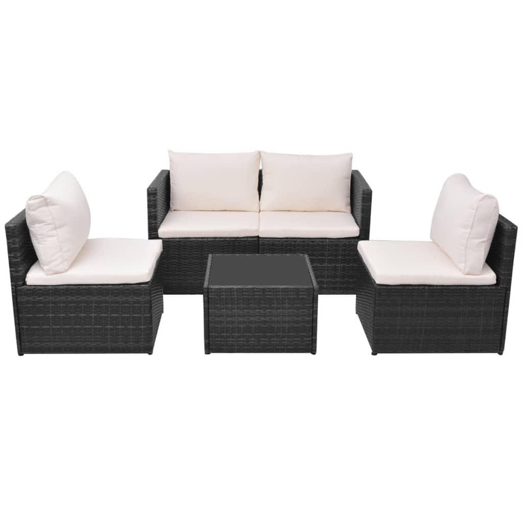 Voir la diapositive 2 : VIDAXL Salon de jardin 5 pcs avec coussins resine tressee noir