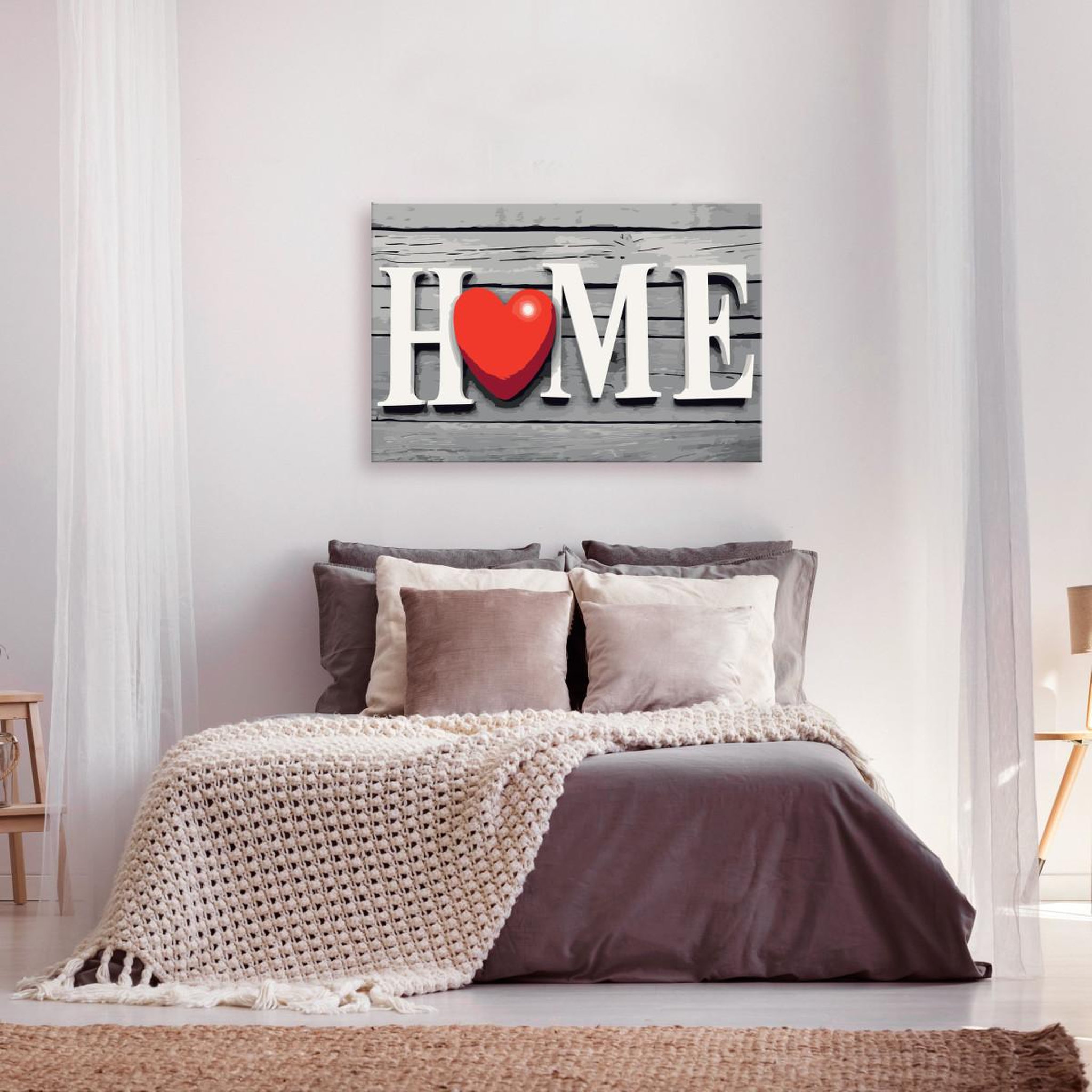 Voir la diapositive 2 : Paris Prix Tableau à Peindre Soi-Même  Home with Red Heart  40x60cm