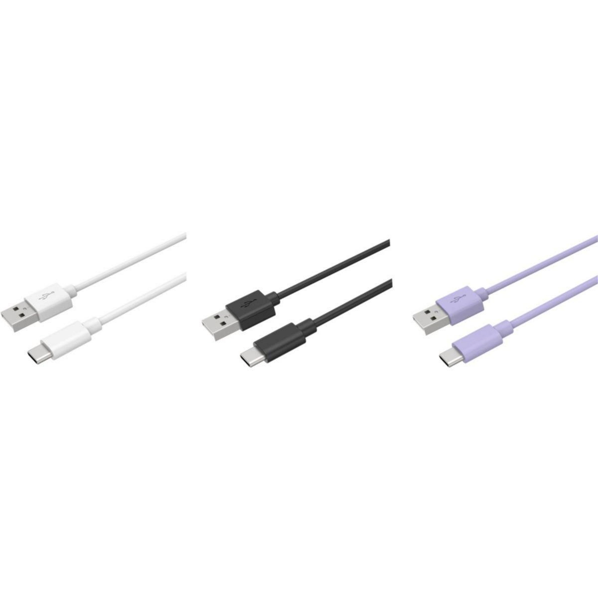 ESSENTIEL B Câble USB C pack 3 câbles USB 1M Blanc/Noir/Mauve