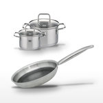 ELO Lot Poêle 24 cm et 2 Faitouts 16/12 cm Elo Relief Solution