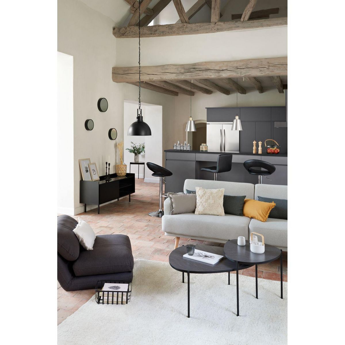 ATMOSPHERA Canapé convertible Jack - 3 places - Gris