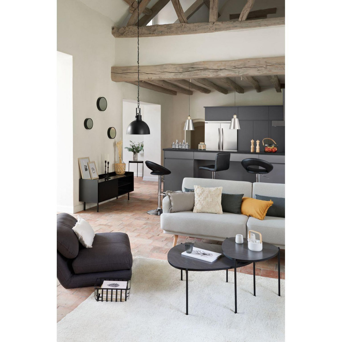 ATMOSPHERA Canapé convertible Jack - 3 places - Gris