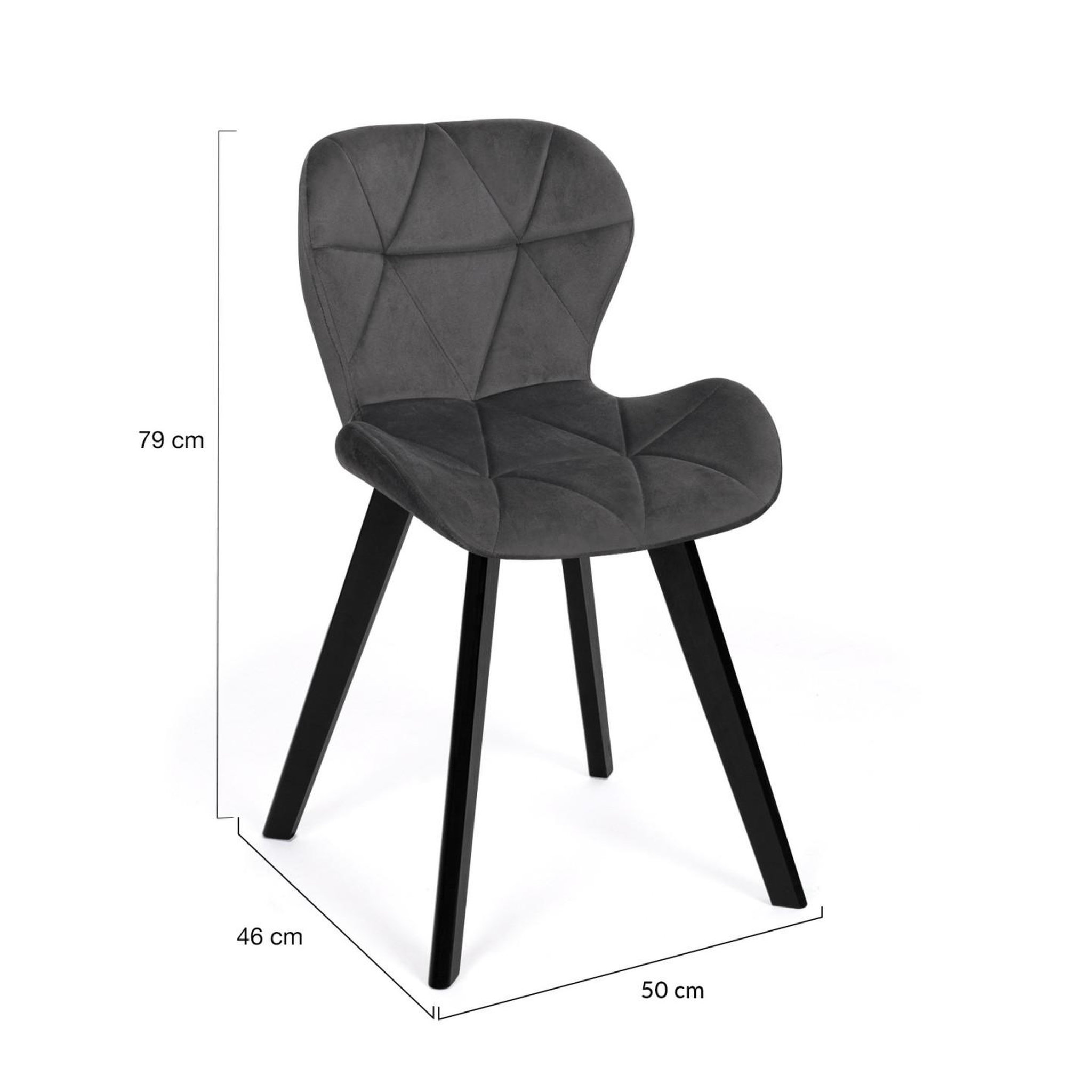 Voir la diapositive 6 : ID MARKET Lot de 4 chaises robine en velours gris foncé pieds noirs