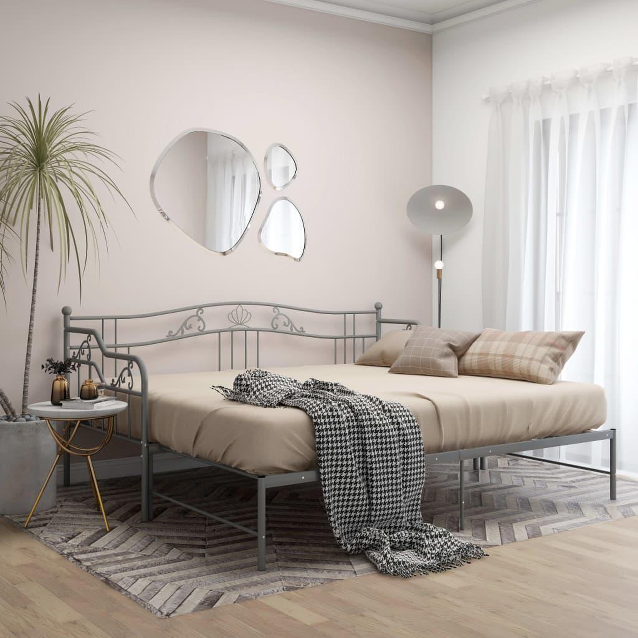 Voir la diapositive 3 : VIDAXL Cadre de canape-lit extensible sans matelas gris metal 90x200cm