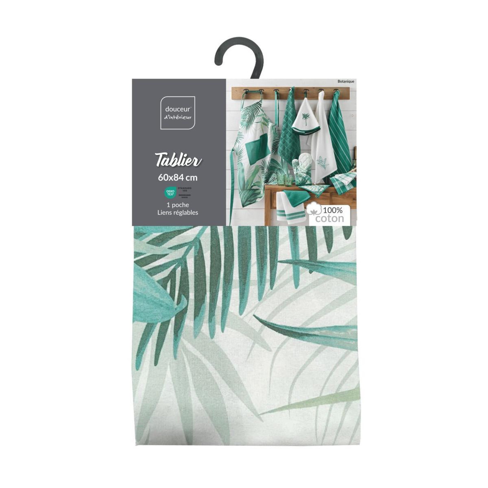 Voir la diapositive 4 : Douceur d'Intérieur Tablier de cuisine imprimé  botanique  84cm vert