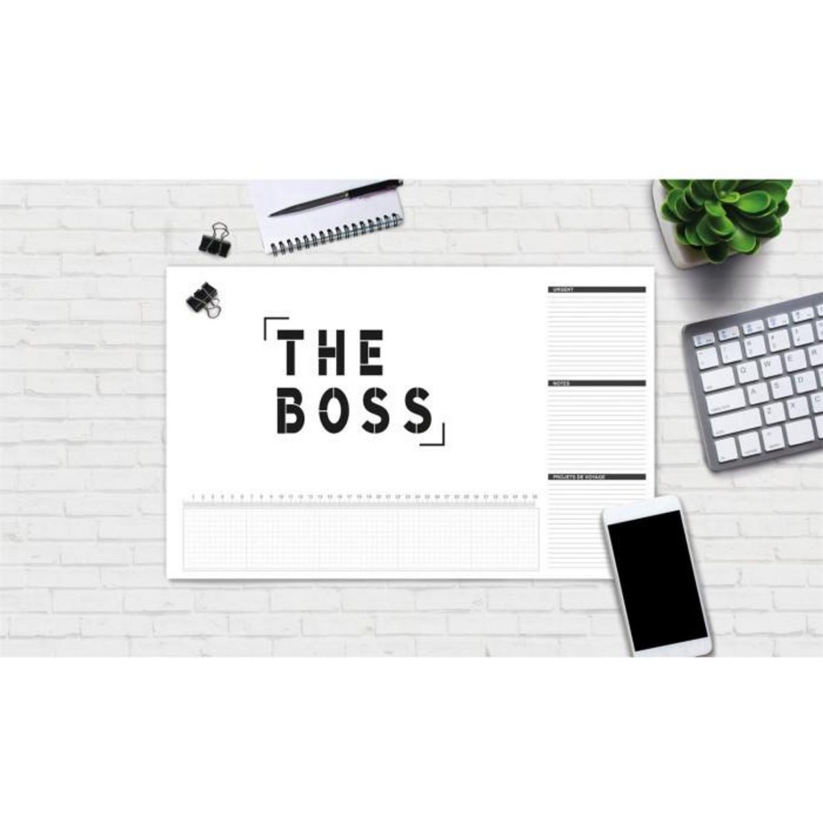 Paris Prix Sous Main en Papier  The Boss  50cm Blanc & Noir