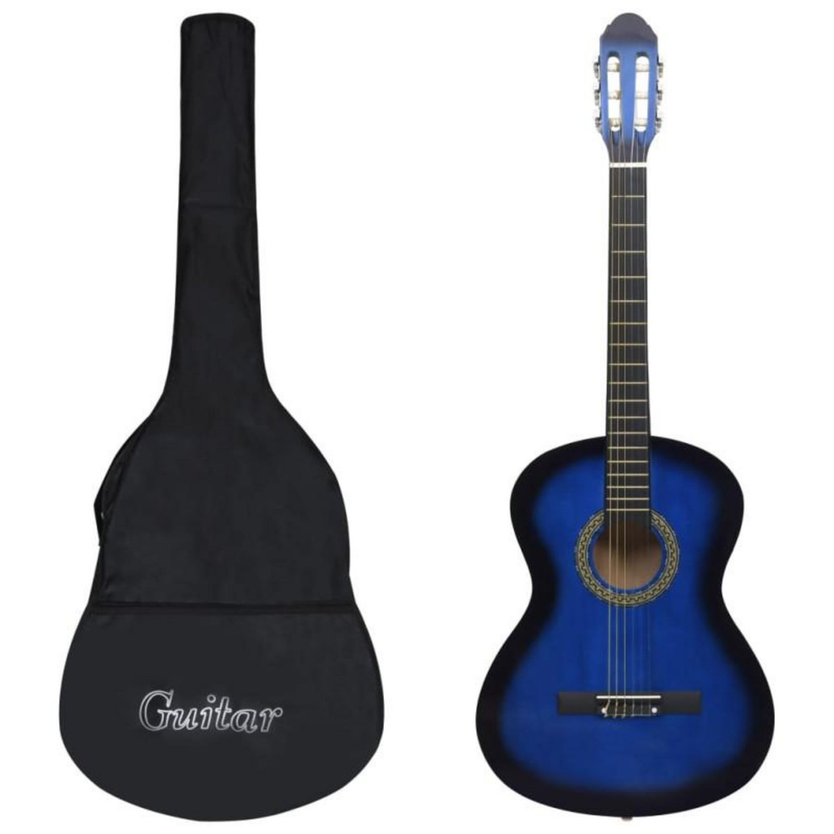 VIDAXL Guitare classique avec sac pour débutants Bleu 4 4 39