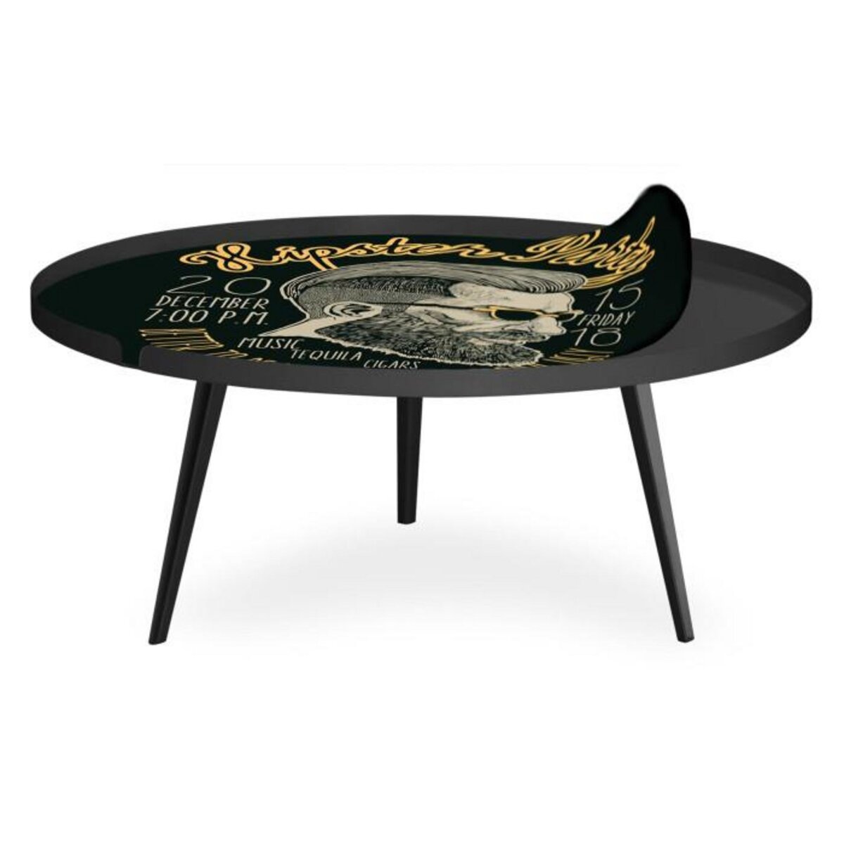 Paris Prix Table Basse à Rebord 2 Covers  Fun  90cm Noir