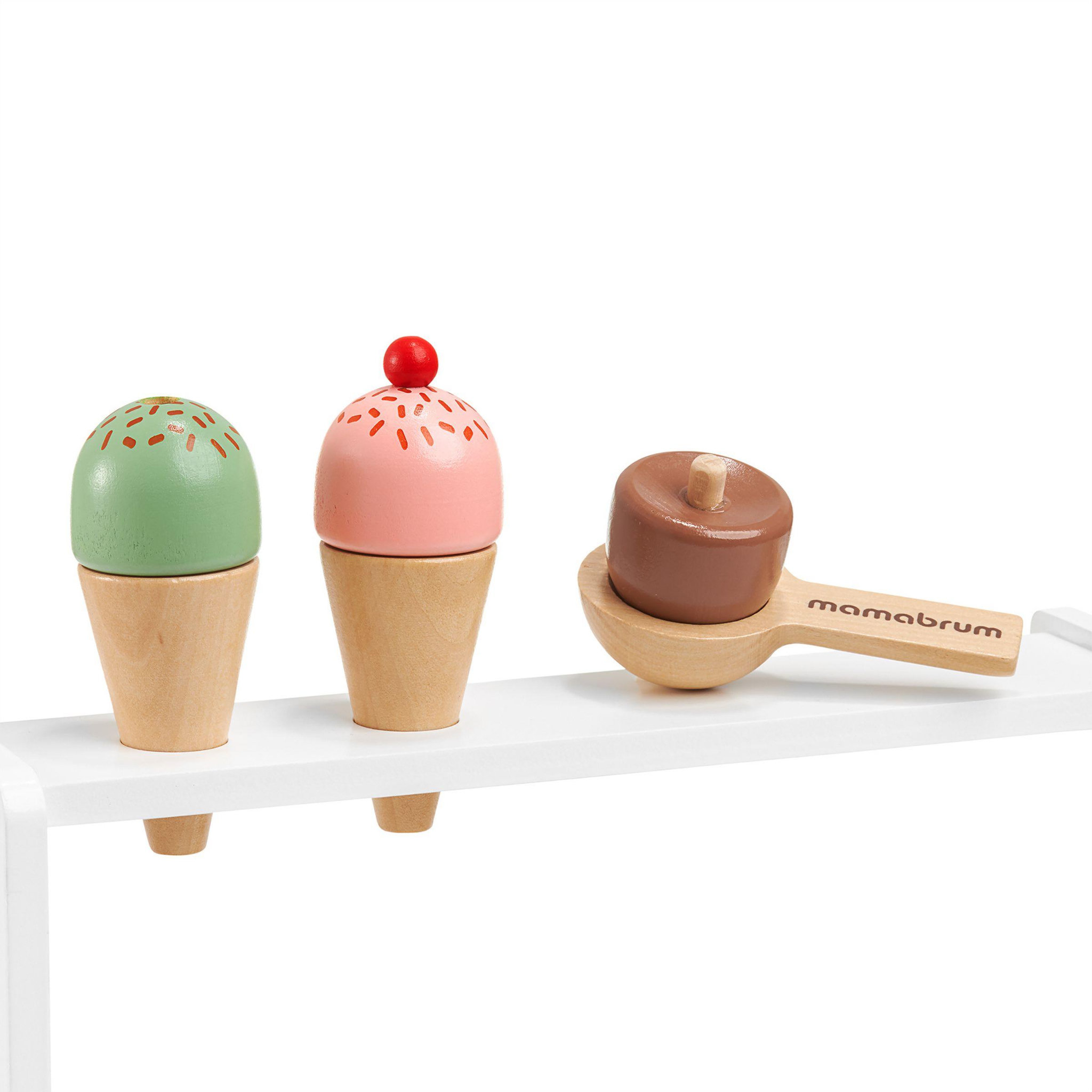 Voir la diapositive 3 : MAMABRUM Magasin de Glaces en Bois pour Enfants avec 6 Boules et Accessoires, dès 3 Ans