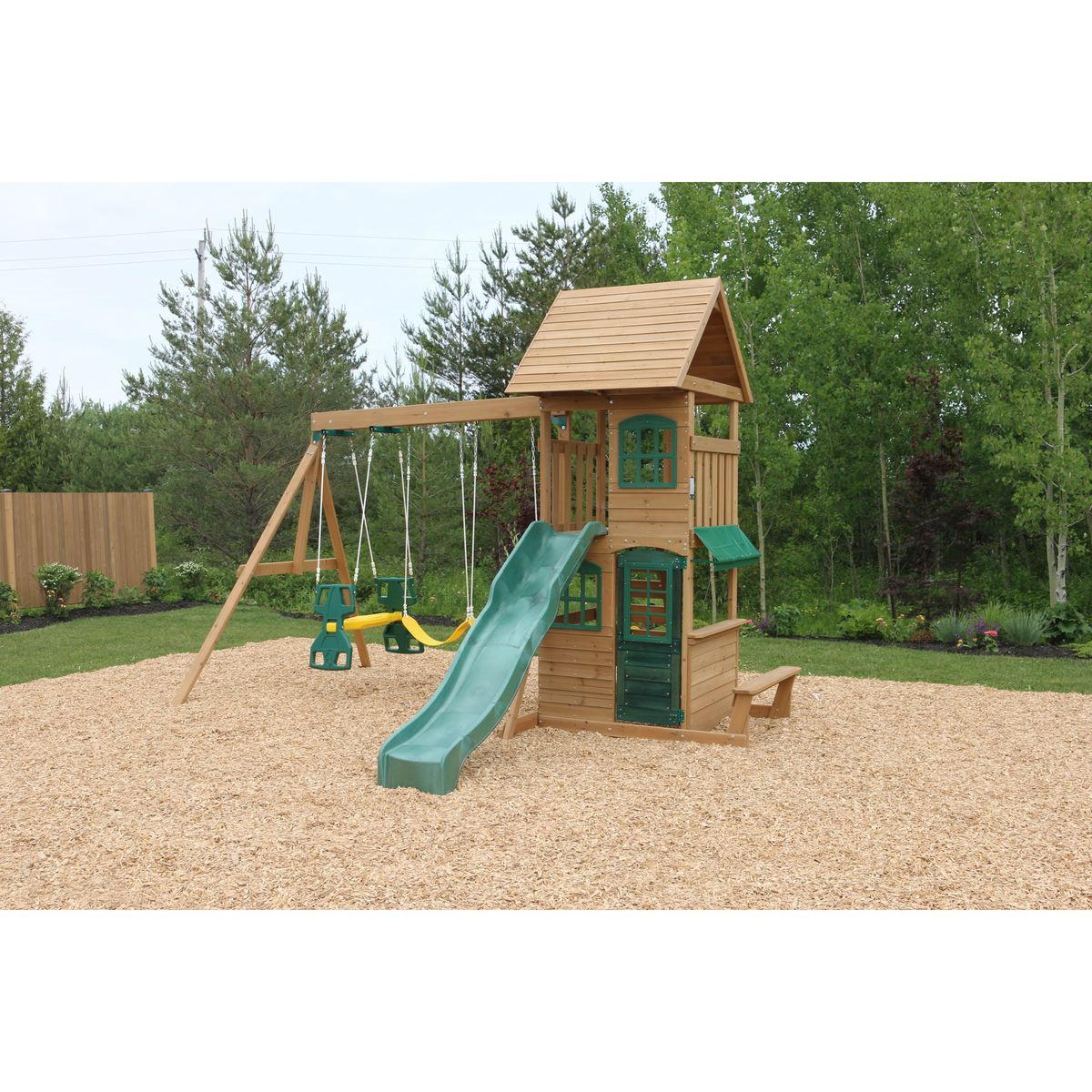 Kidkraft Aire de jeux avec toboggan - Bois - H3.30m - WINDALE 