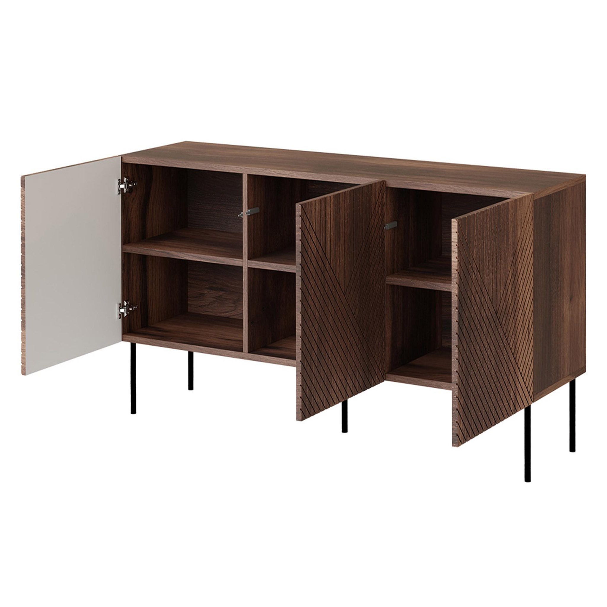 Voir la diapositive 3 : BEST MOBILIER Salvador - buffet bas - effet bois - 3 portes - 150 cm