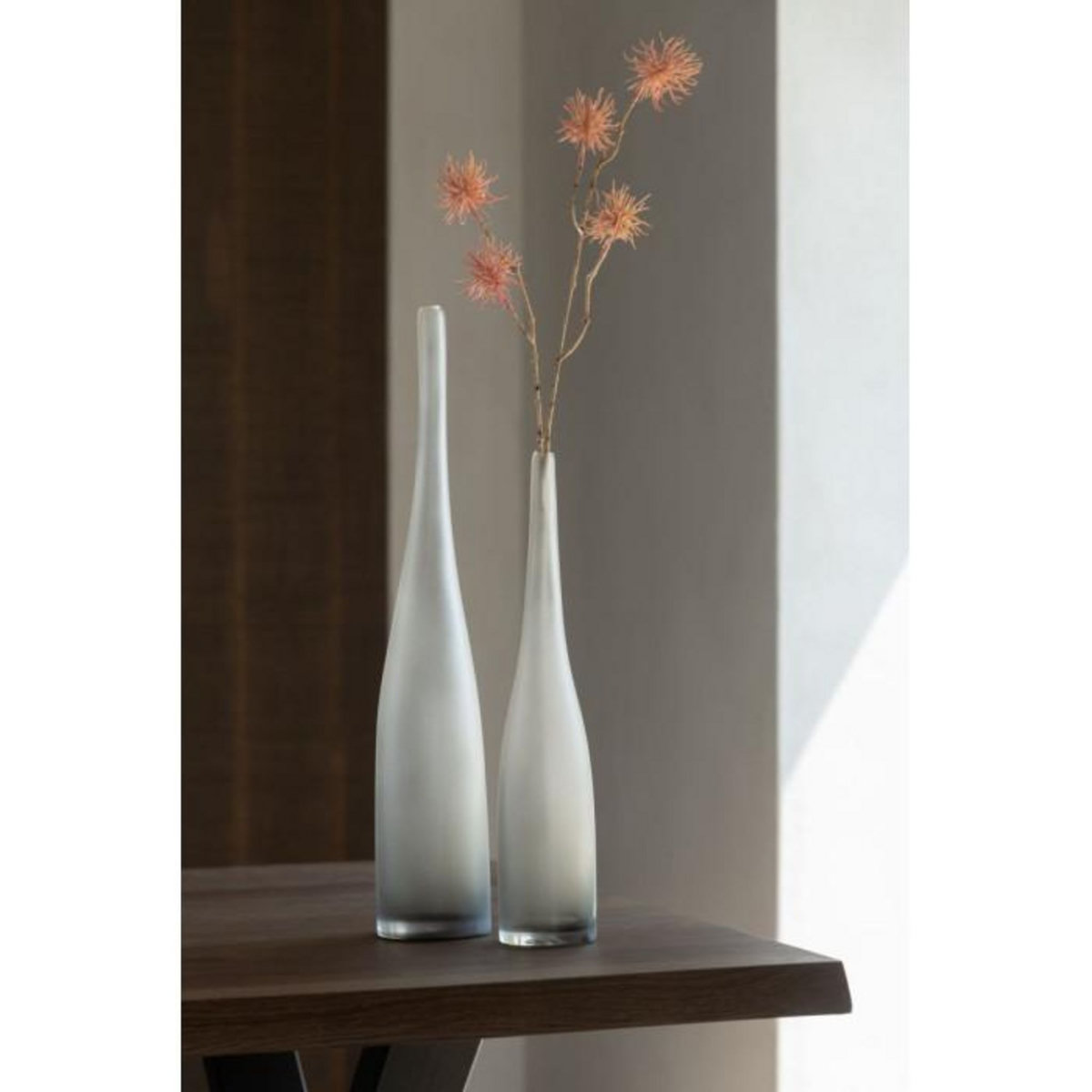 Paris Prix Lot de 2 Vases Flute en Verre  Yoko  53cm Grège
