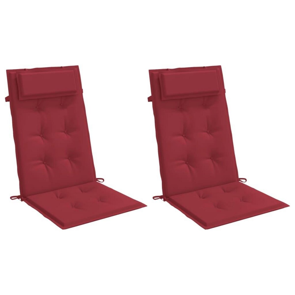 VIDAXL Coussins de chaise a dossier haut lot de 2 rouge bordeaux