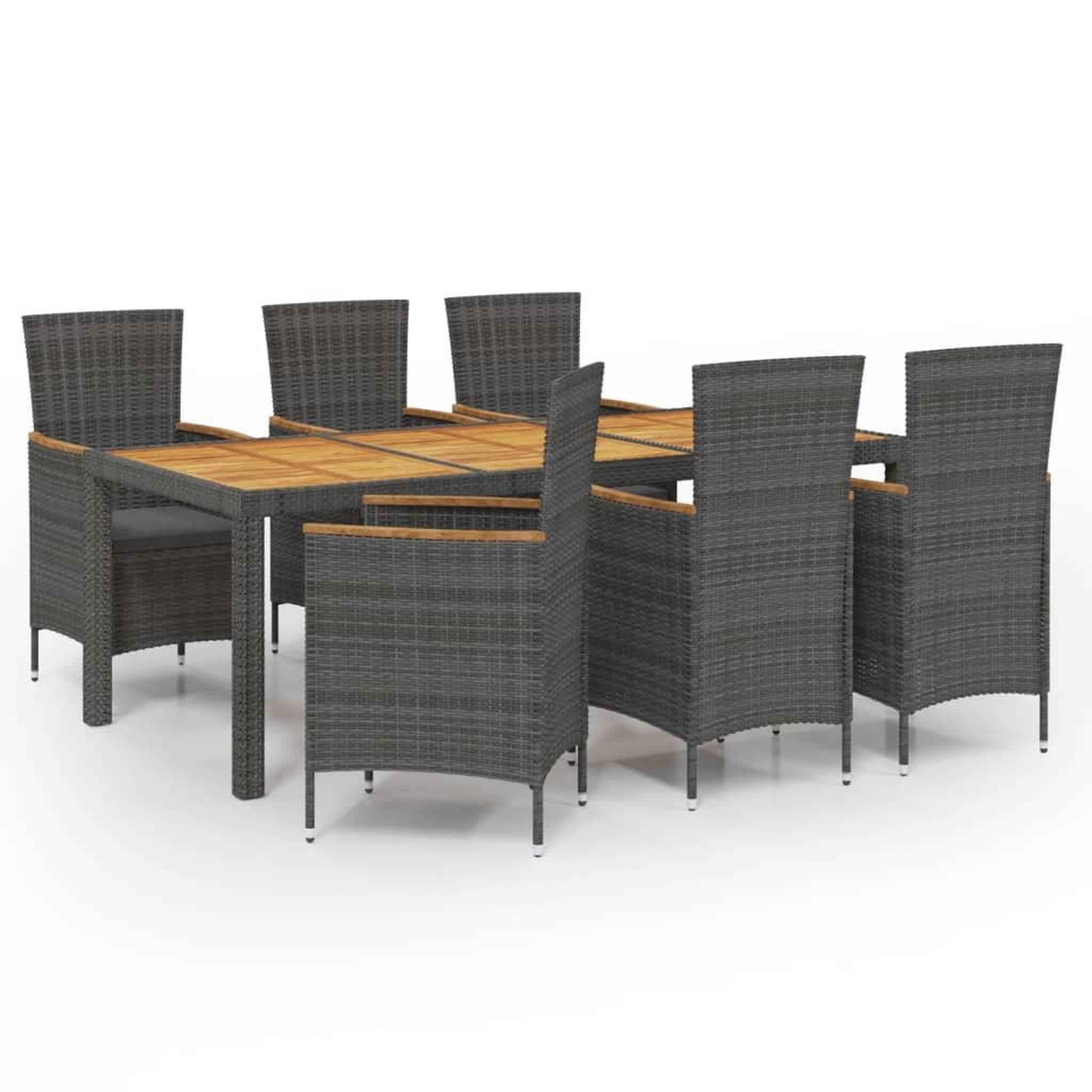 Voir la diapositive 2 : VIDAXL Salon de jardin 7 pcs avec coussins Resine tressee Gris