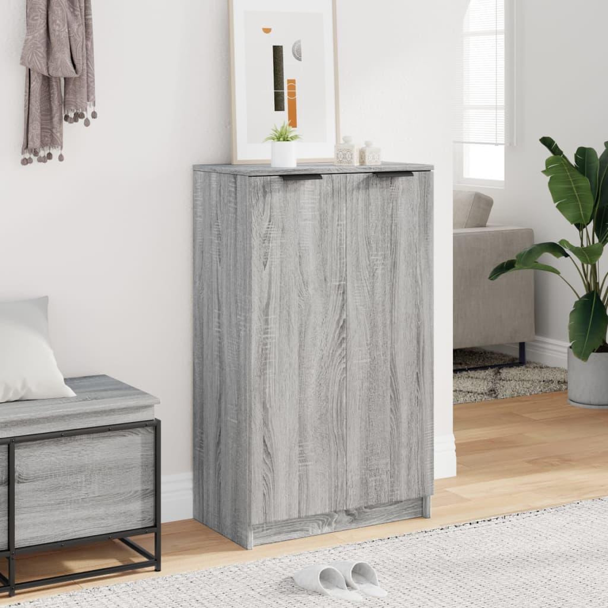 Voir la diapositive 3 : VIDAXL Meuble a chaussures Sonoma gris 59x35x100 cm Bois d'ingenierie