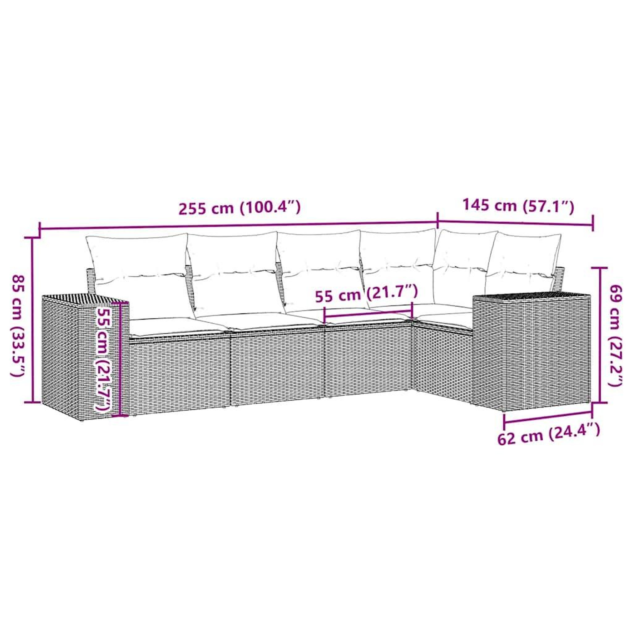 Voir la diapositive 4 : VIDAXL Salon de jardin 5 pcs avec coussins gris clair resine tressee