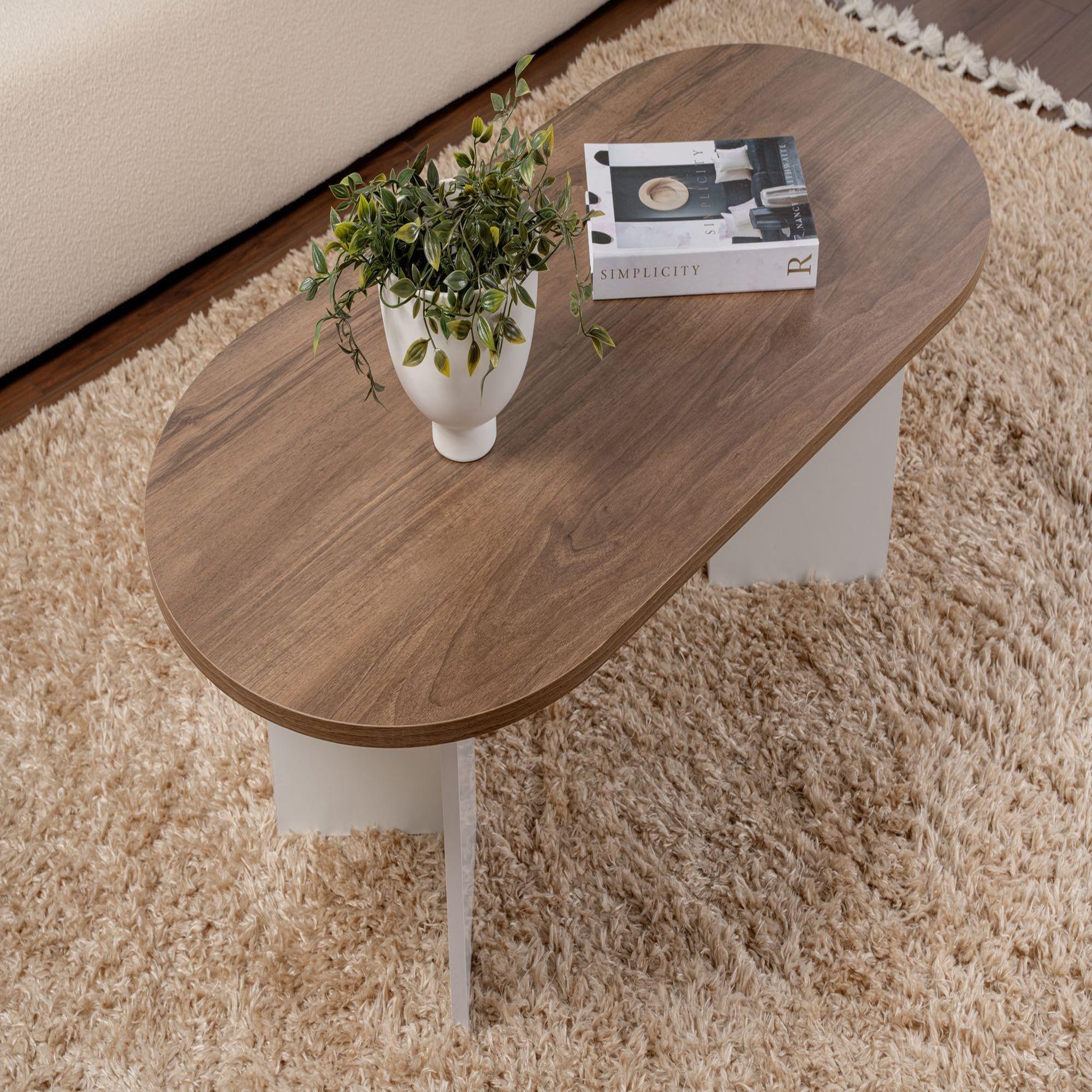 Voir la diapositive 4 : Habitat et Jardin Table basse en bois  sable  - 60 x 119 x 40 cm - noyerblanc