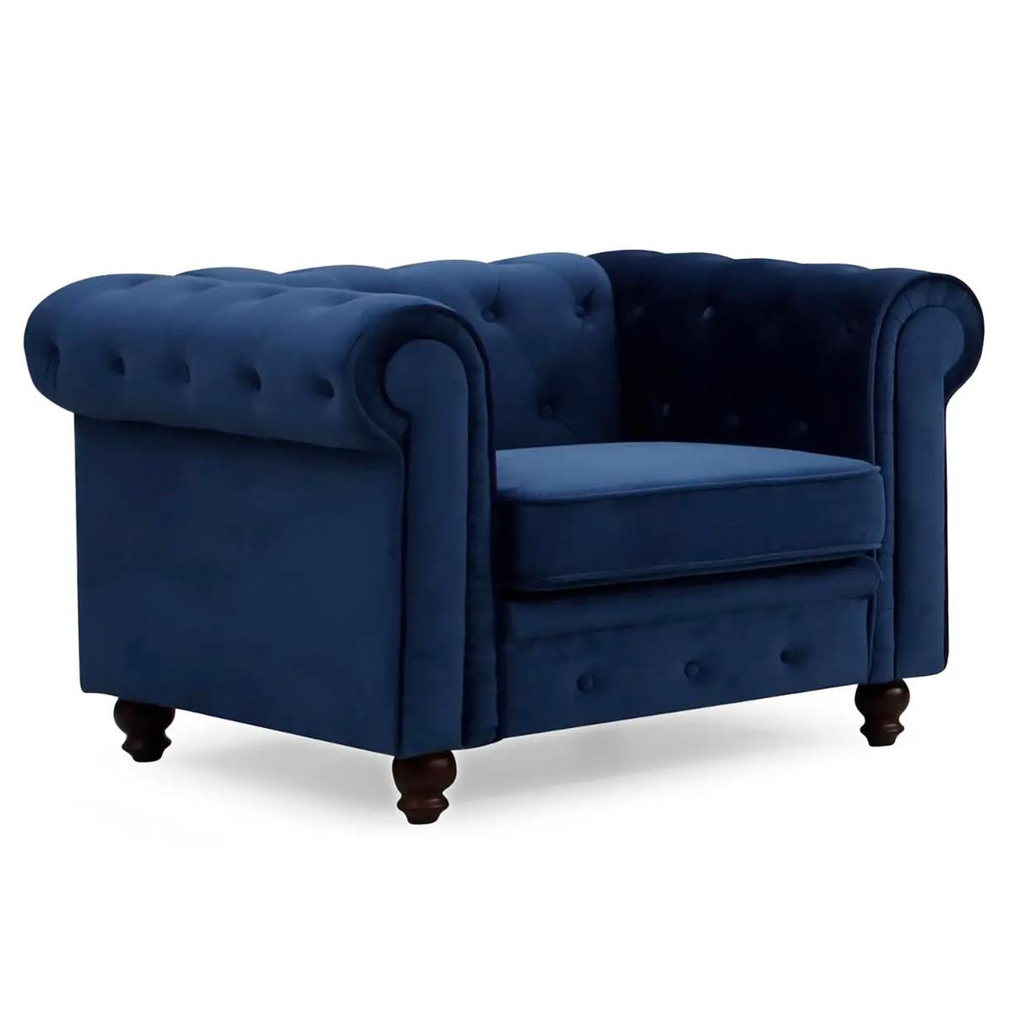 Voir la diapositive 2 : Paris Prix Fauteuil design velours  chesterfield  111cm bleu