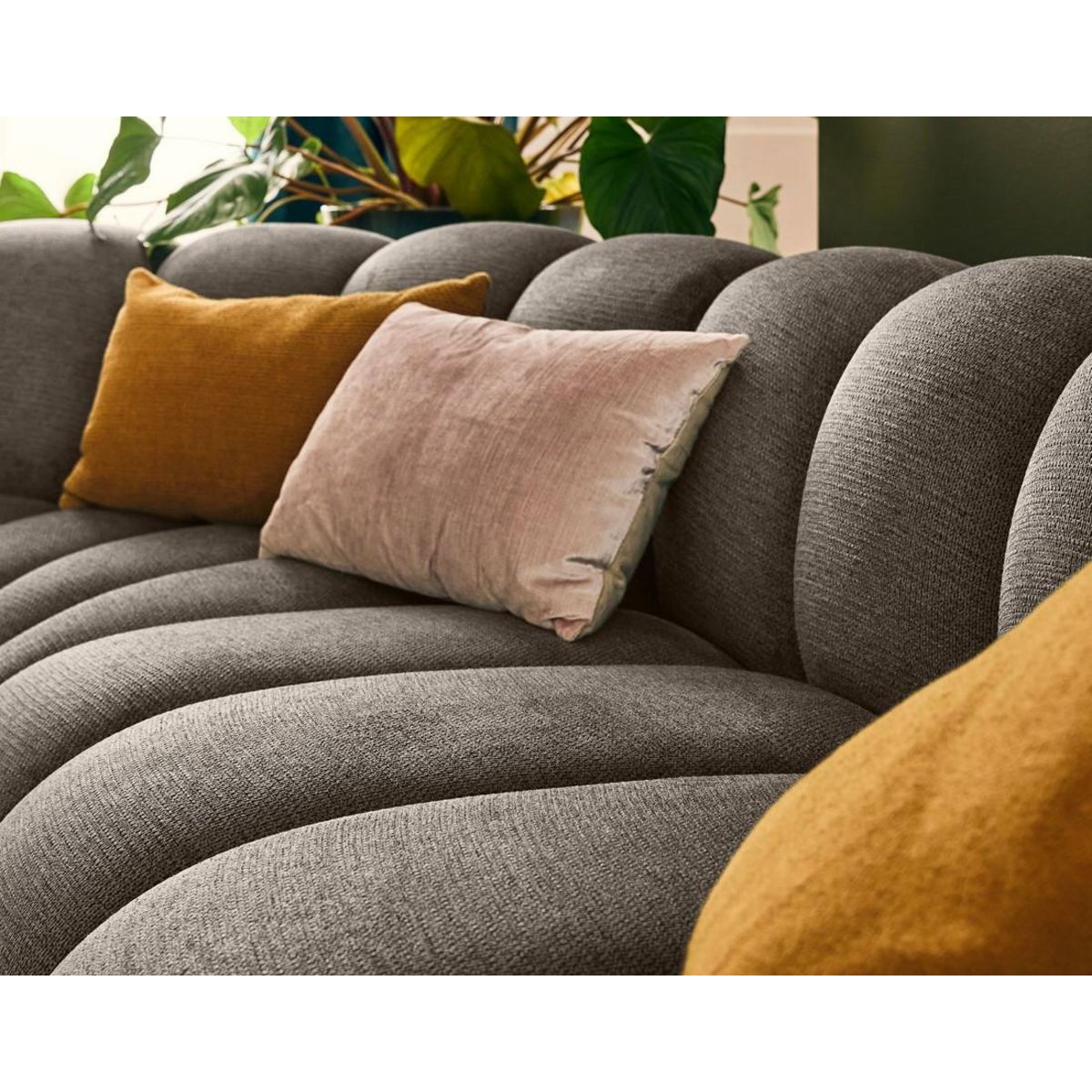 LISA DESIGN Debbie - canapé modulable d'angle gauche 5 places en tissu texturé