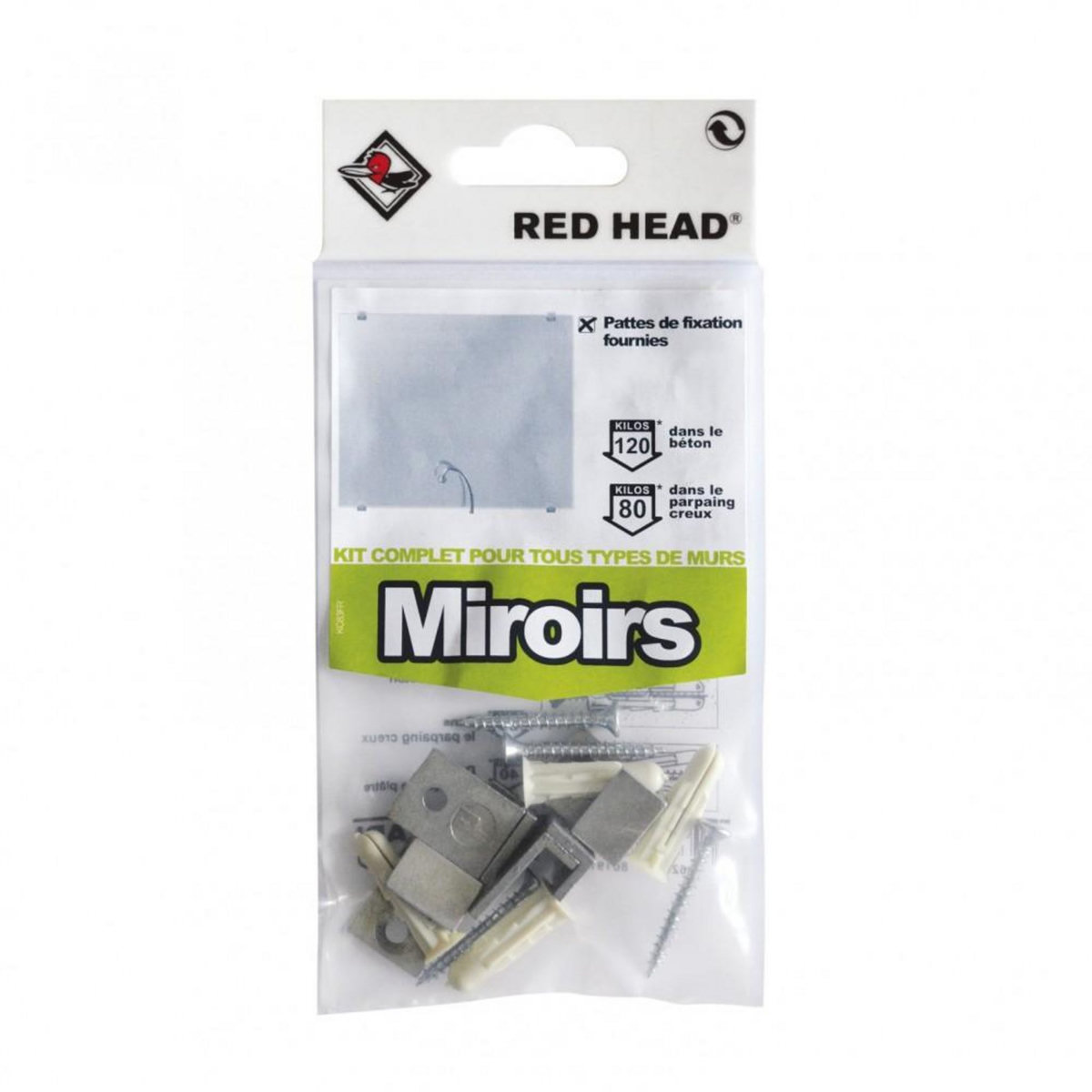 RED HEAD kit chevilles à expansion miroir RED HEAD, Diam.6 x L.25 mm