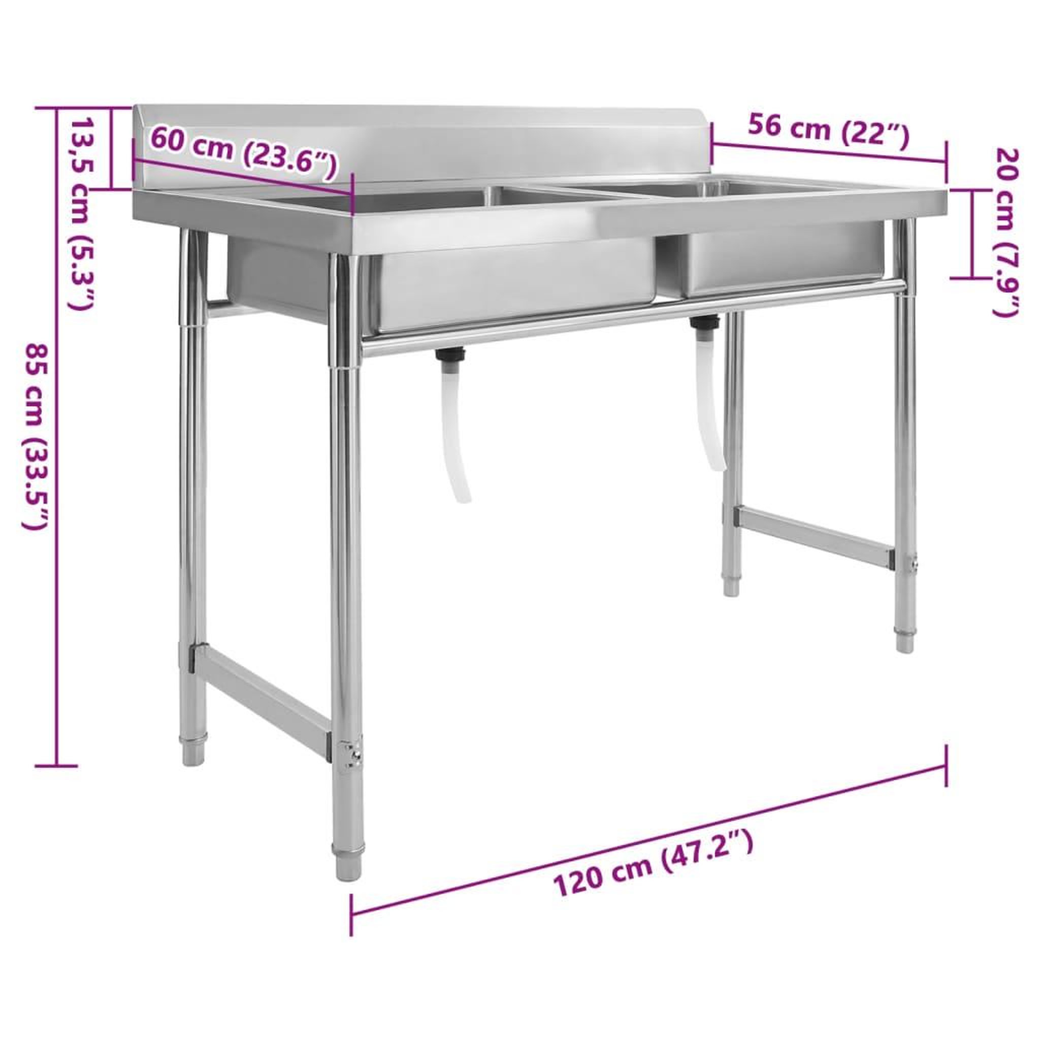 Voir la diapositive 6 : VIDAXL Evier de cuisine a lavabo double Acier inoxydable