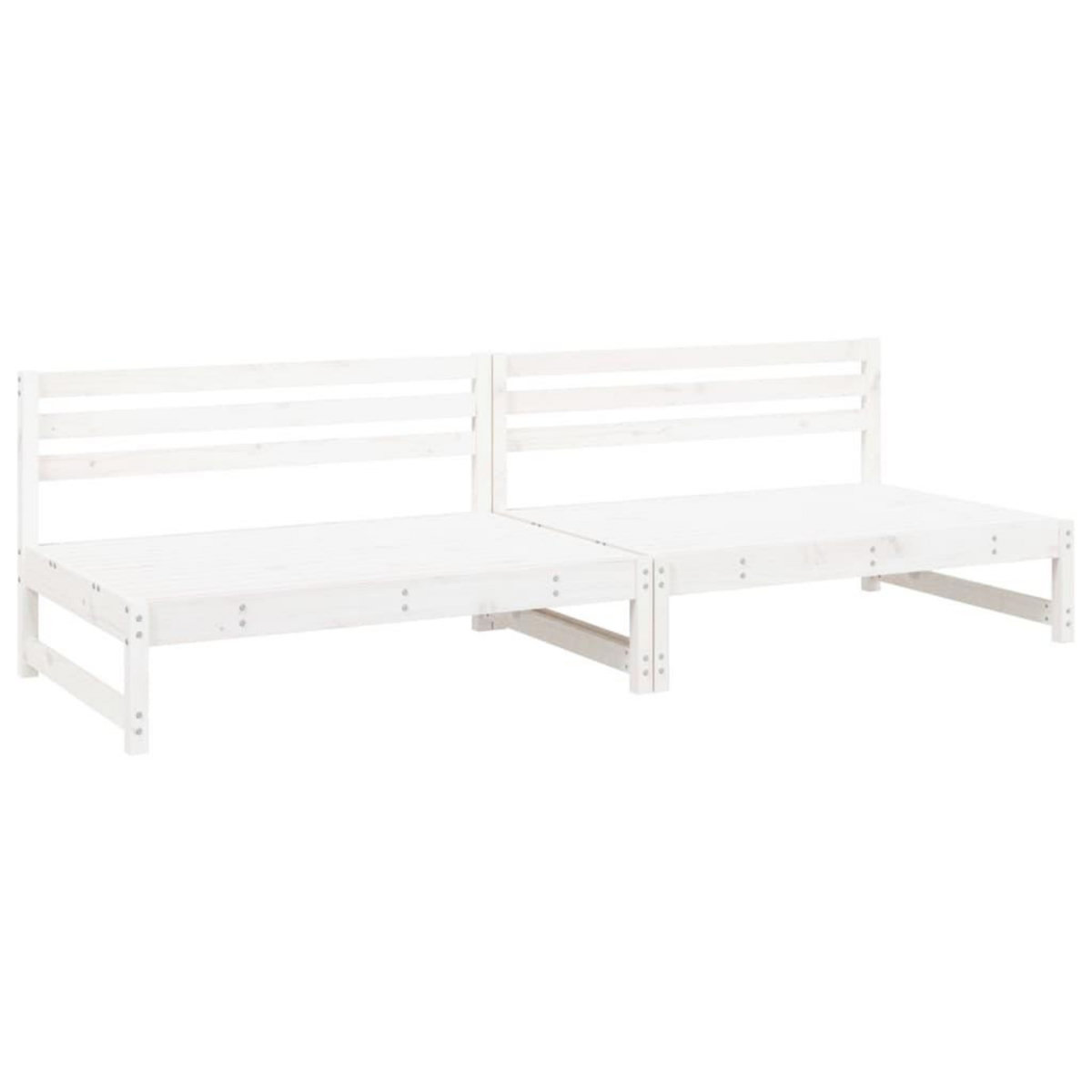 VIDAXL Canapes centraux de jardin 2pcs blanc 120x80 cm bois pin massif