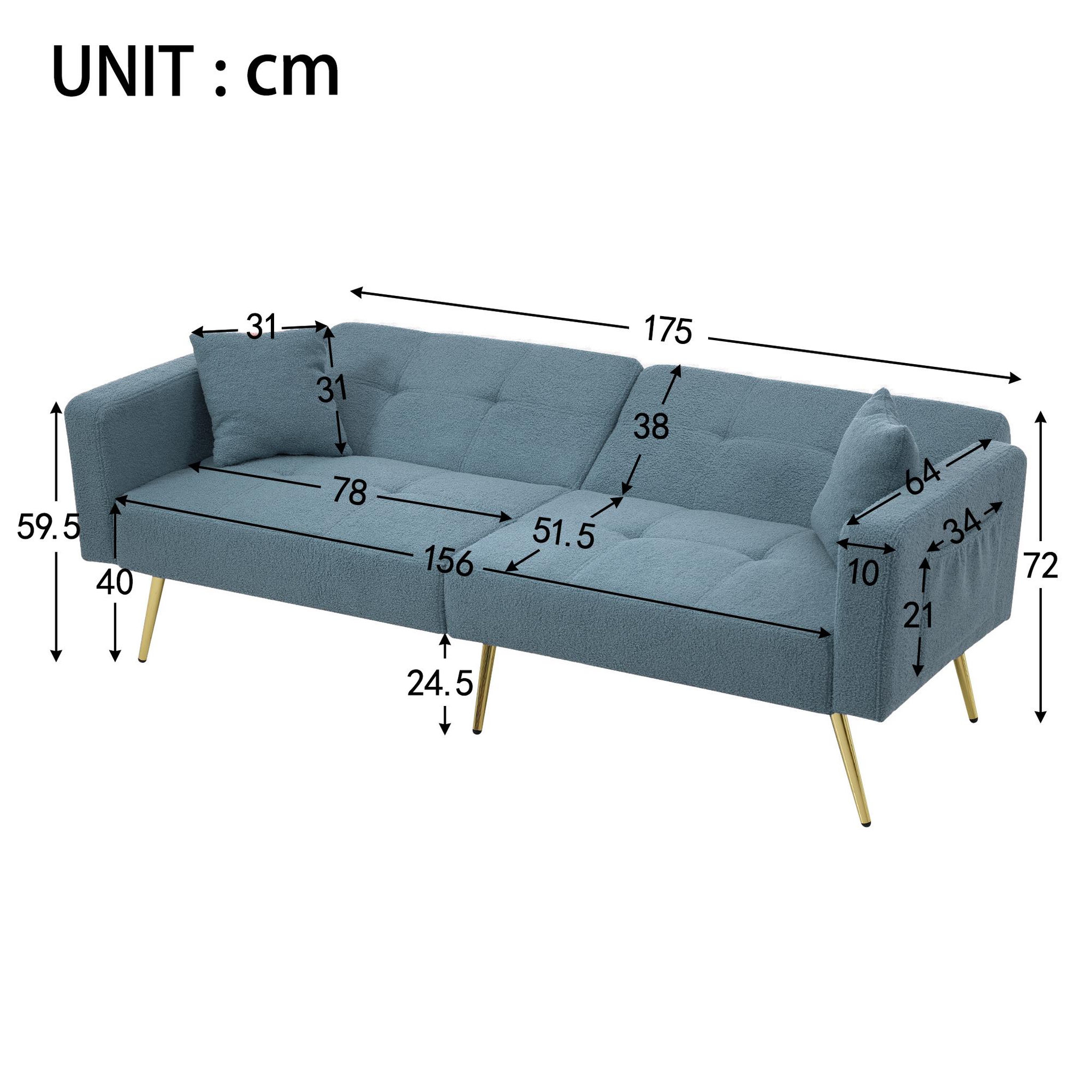 Voir la diapositive 3 : MERAX Canapé droit convertible 2 places tissu