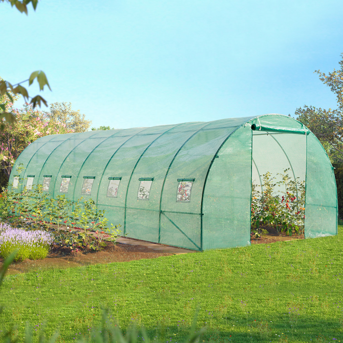 ID MARKET Serre tunnel de jardin 24M² verte gamme maraîchère DES ANDES 8x3M