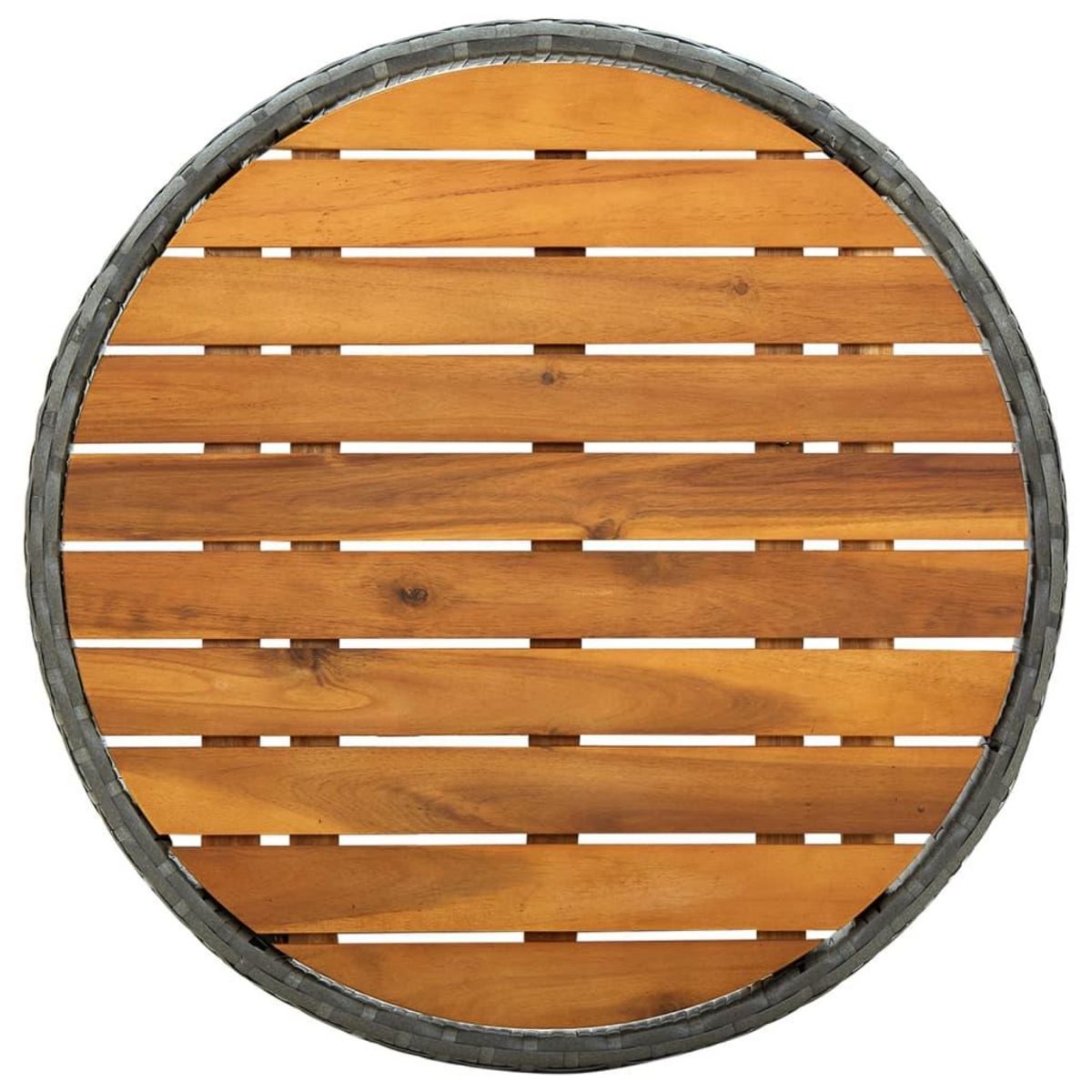 VIDAXL Table a the Gris 60 cm Resine tressee et bois d'acacia solide
