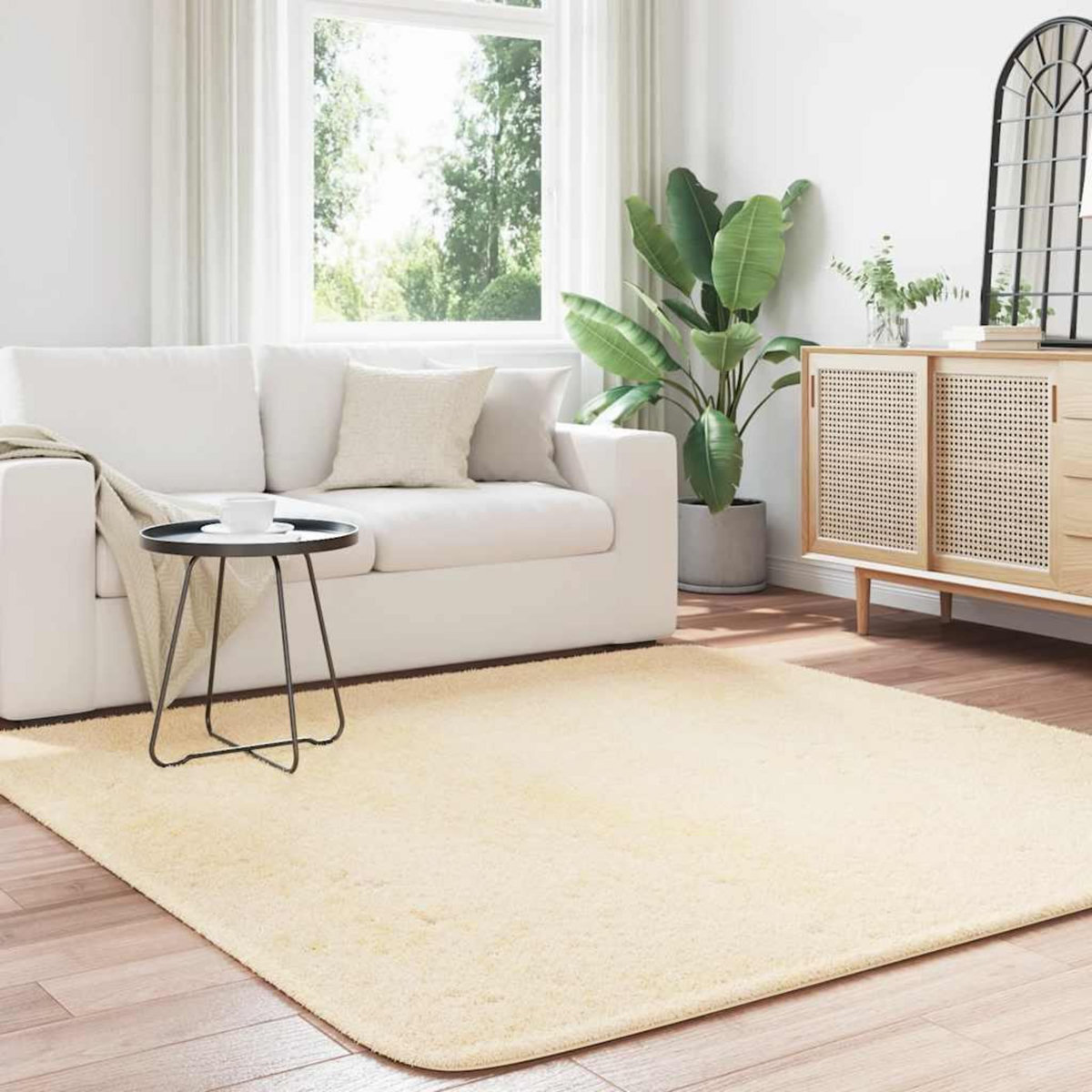 VIDAXL Tapis Shaggy a poils longs NAVARRA creme 200x200 cm polyester