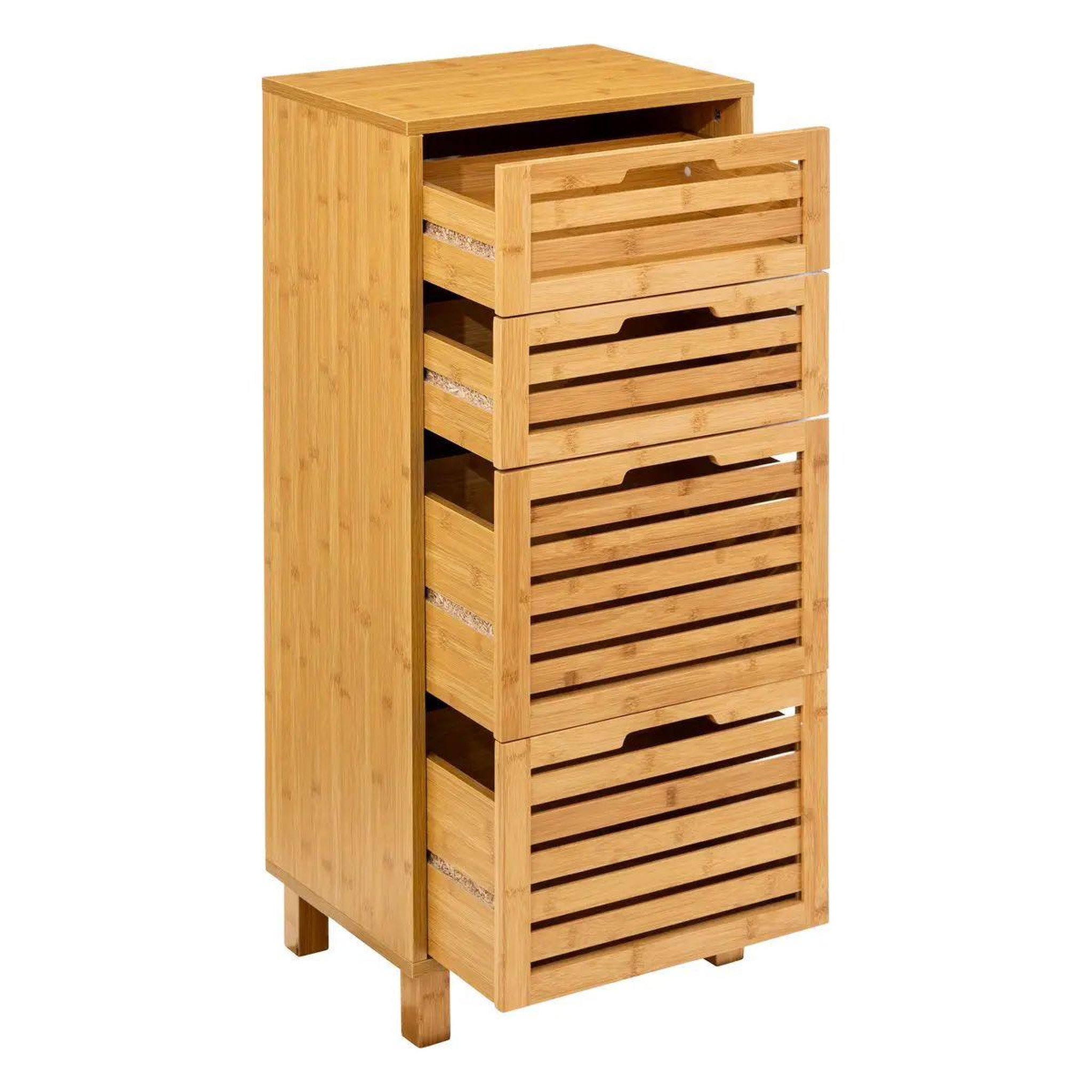 Voir la diapositive 2 : FIVE Meuble 4 tiroirs en bambou  sicela  97cm naturel