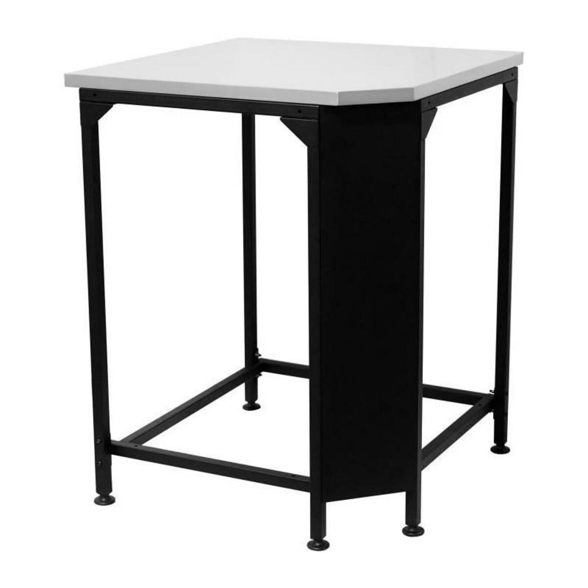 Silverline Table d'angle - COZZE - Plan de travail inox - Noir