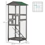 PAWHUT Cage à oiseaux volière grande taille 2 portes toit asphalte tiroir amovible bois gris