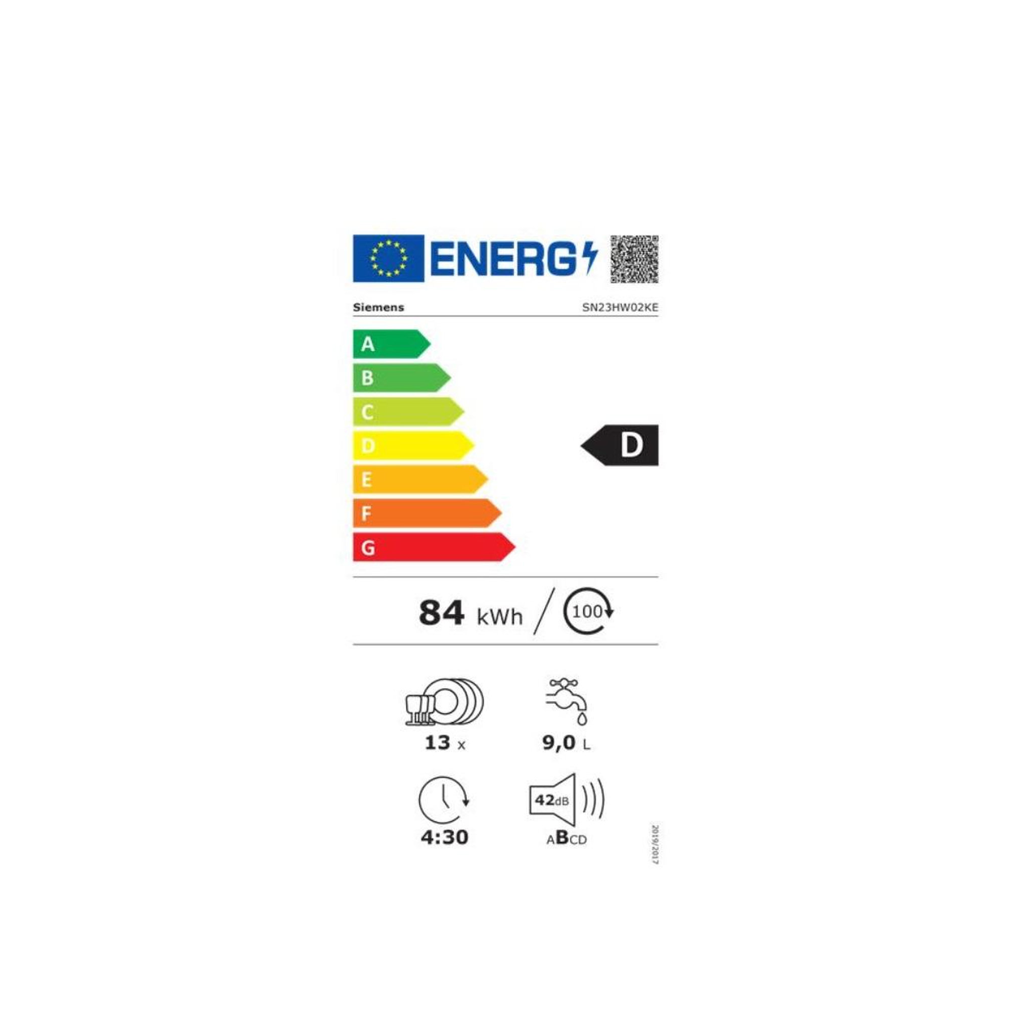 Voir la diapositive 2 : Siemens Lave-vaisselle 13 couverts 42db - SN23HW02KE