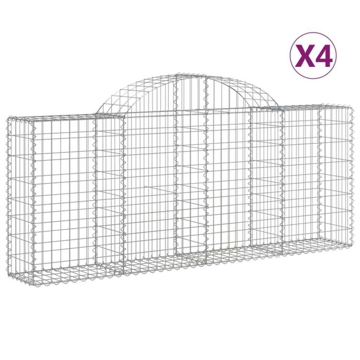 VIDAXL Paniers a gabions arques 4 pcs 200x30x80/100 cm Fer galvanise