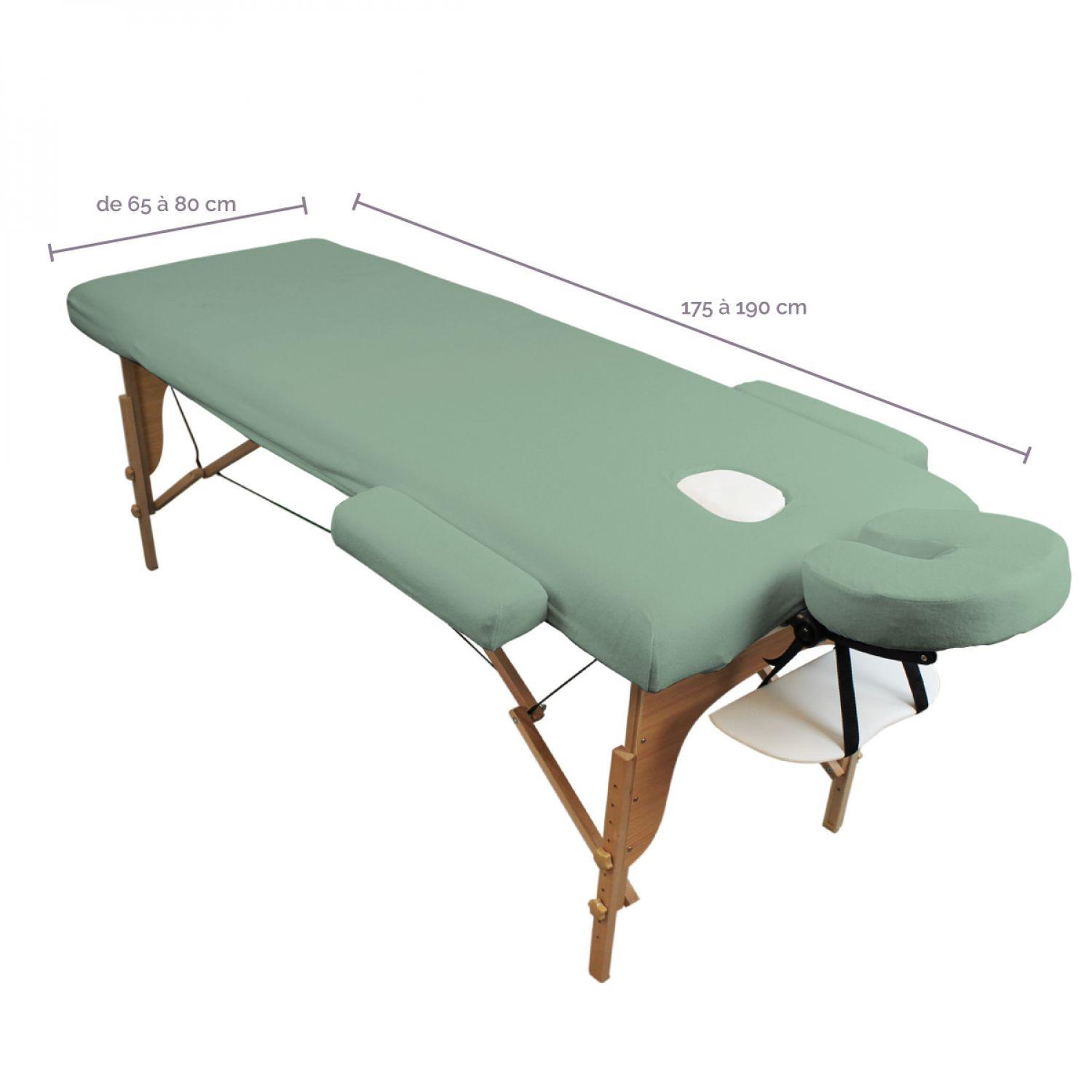Voir la diapositive 2 : VIVEZEN Kit complet de housses pour table de massage - Éponge - Vert pastel