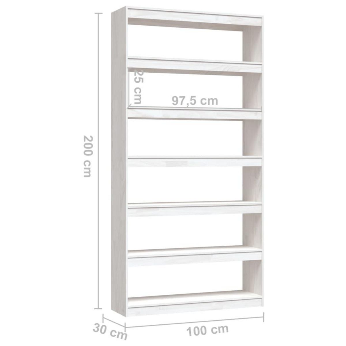 VIDAXL Bibliotheque/Separateur de piece Blanc 100x30x200 cm Pin massif