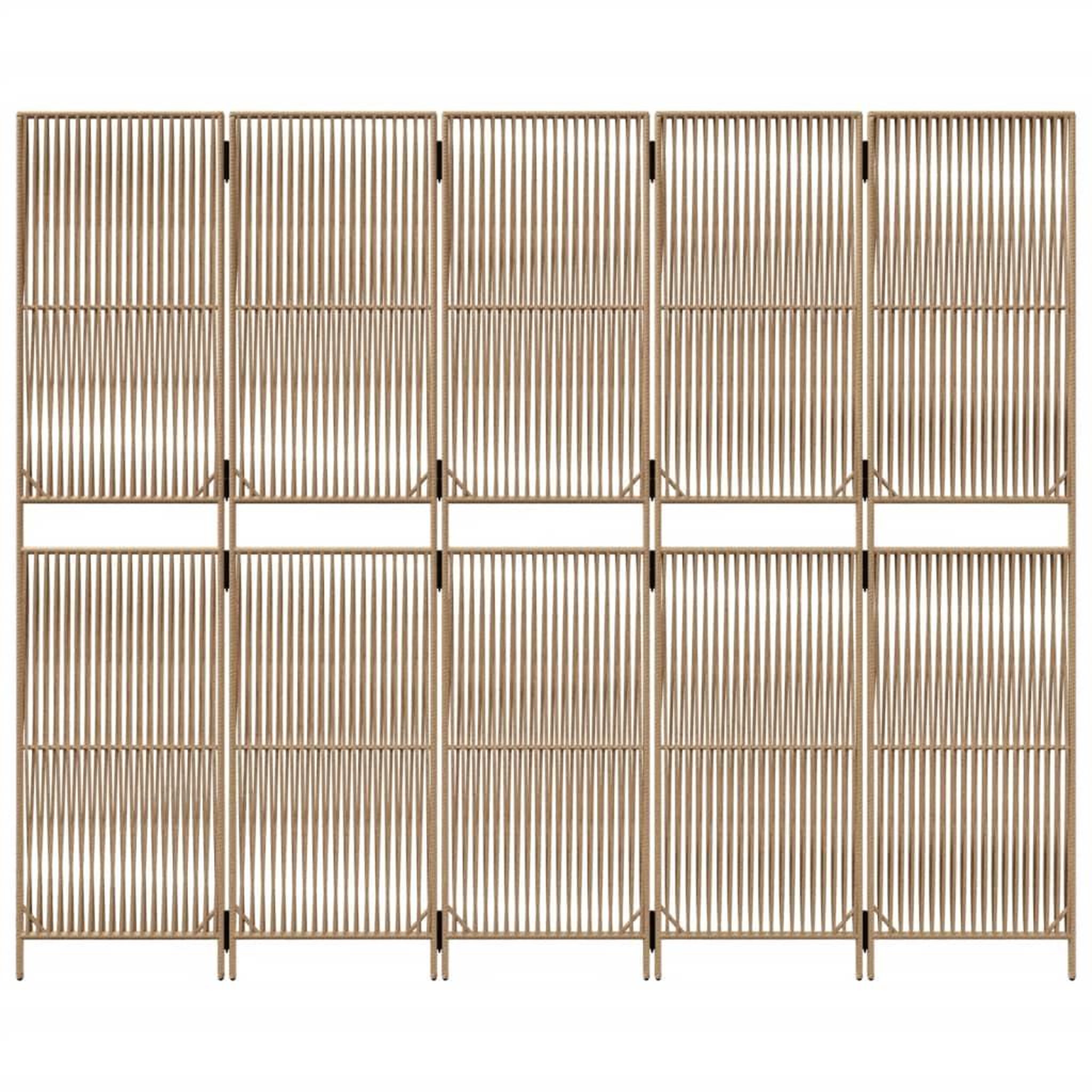 Voir la diapositive 5 : VIDAXL Cloison de separation 5 panneaux beige resine tressee