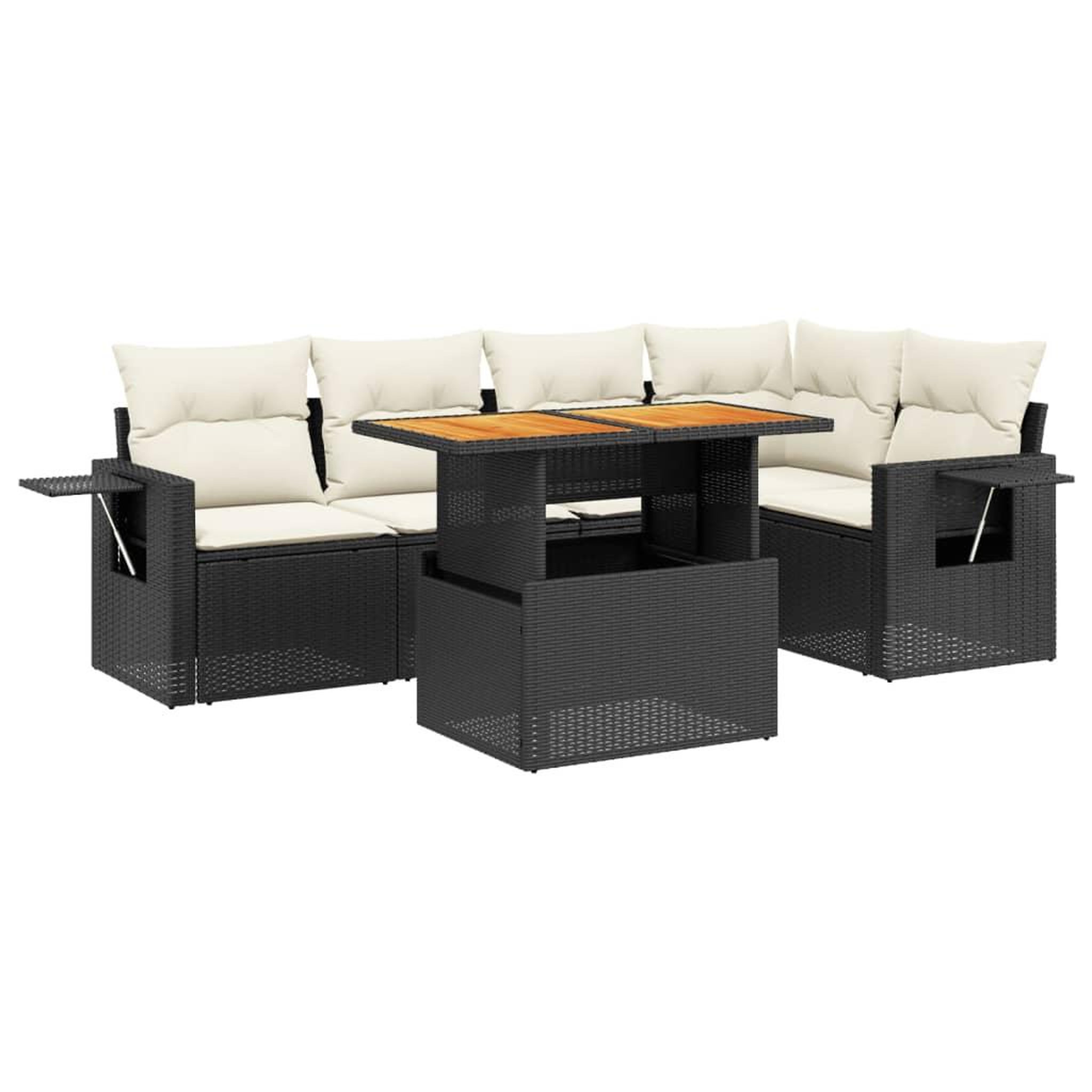 Voir la diapositive 2 : VIDAXL Salon de jardin 6 pcs avec coussins noir resine tressee