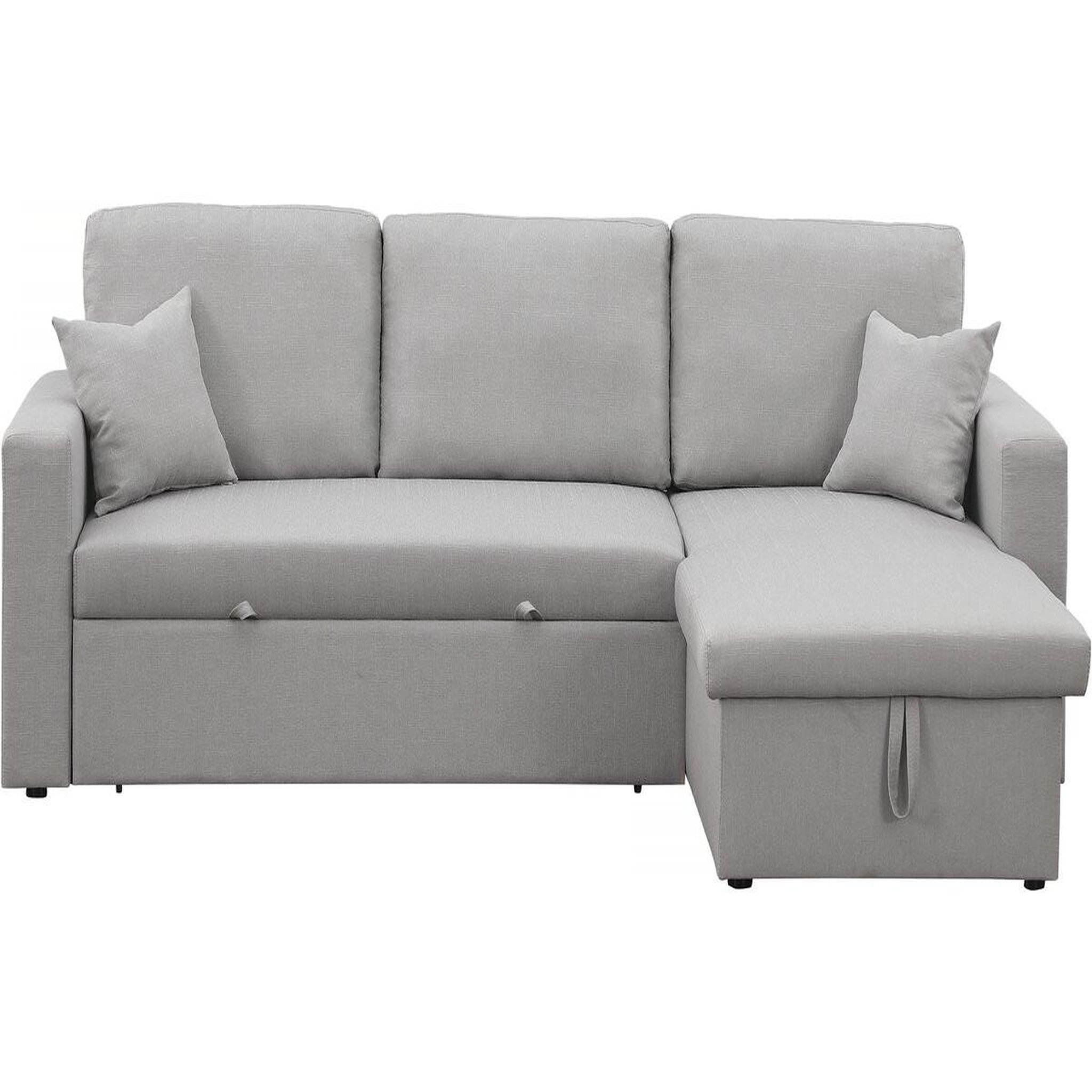 Voir la diapositive 4 : Habitat et Jardin Canapé d'angle convertible/ réversible avec coffre  Alain  - 3 places - Gris clair